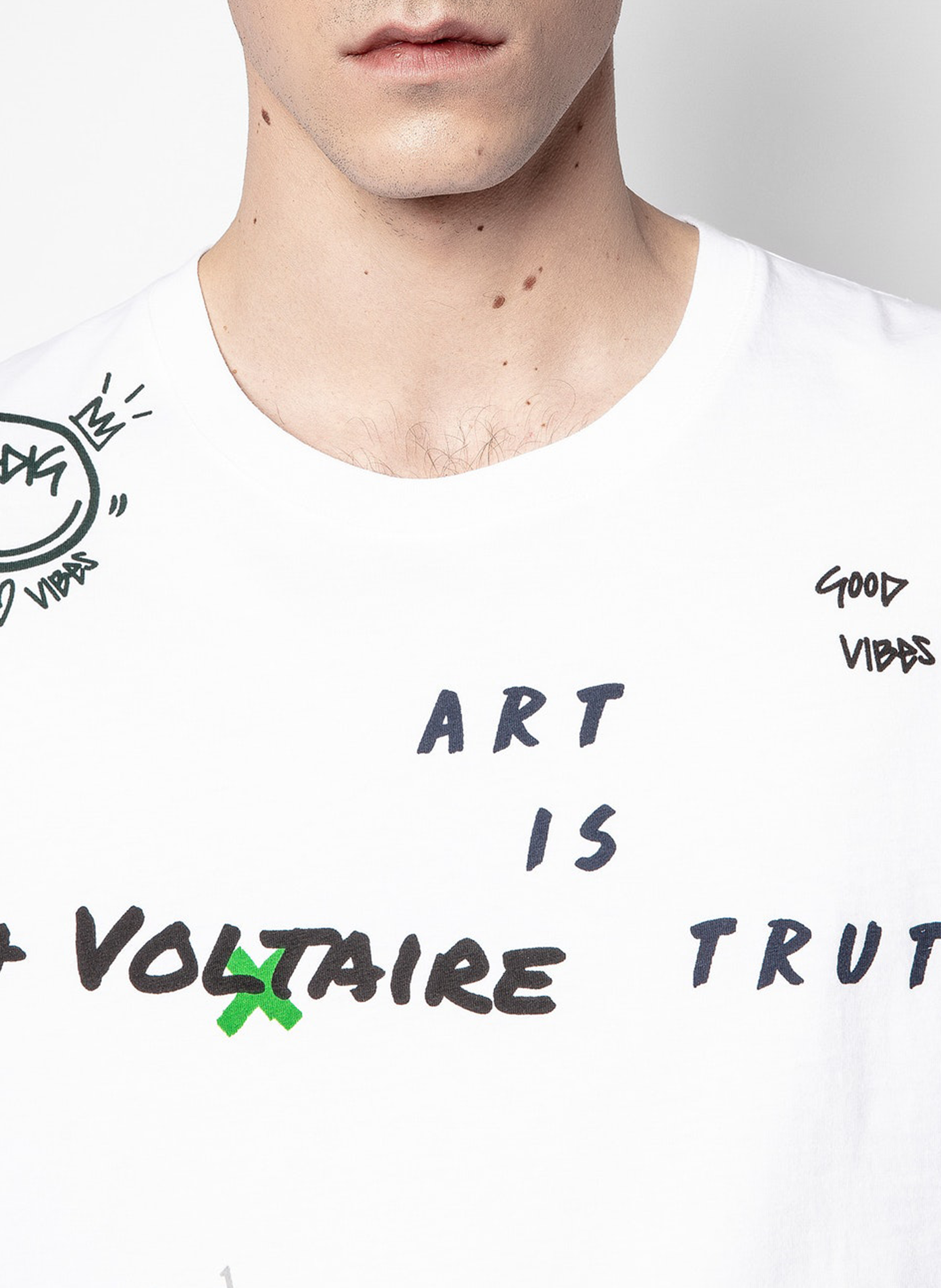 Teeshirt Col Rond Regularfit Sérigraphié En Coton Blanc Zadig