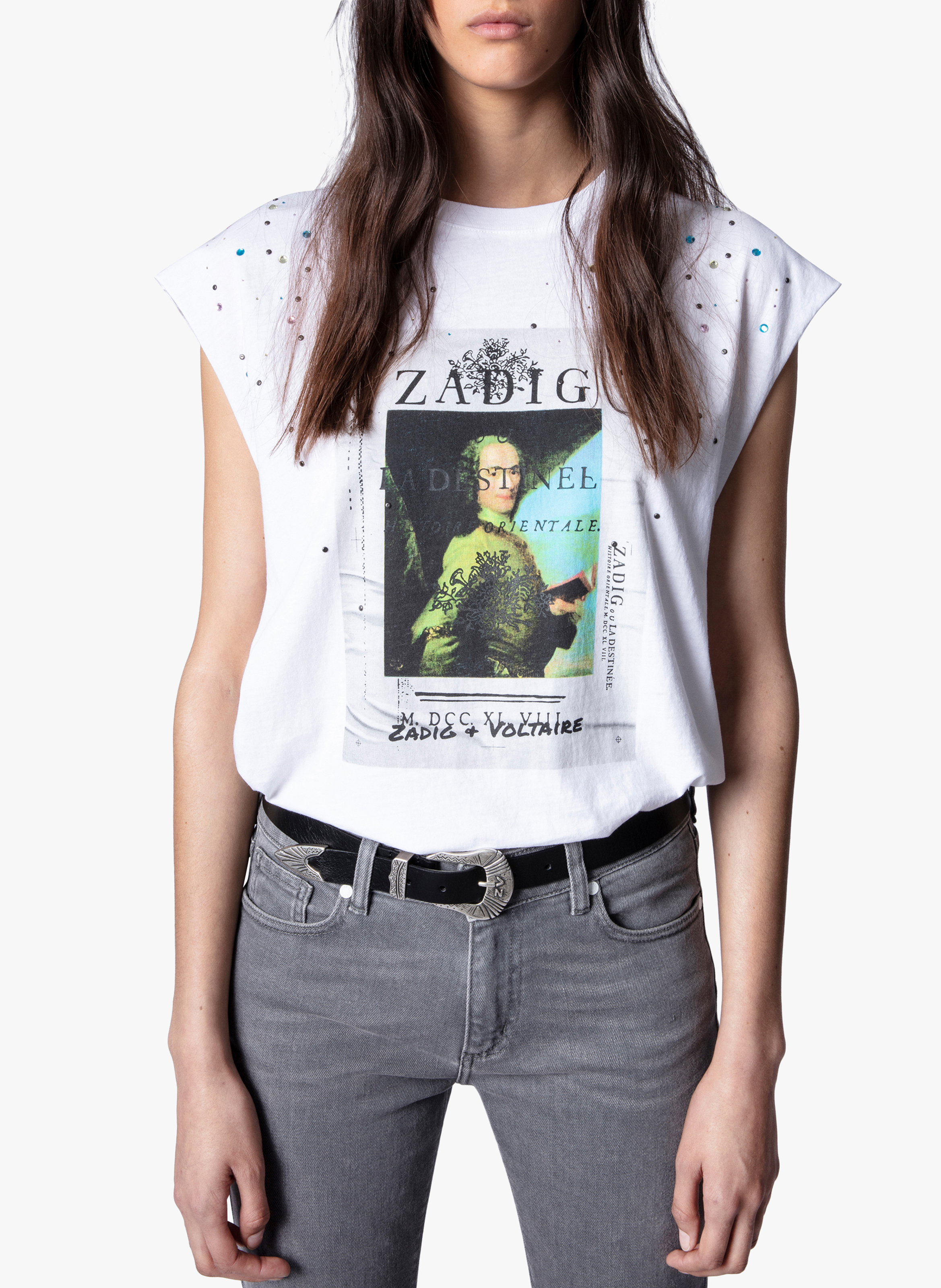 Teeshirt Col Rond Sérigraphié En Coton Blanc Zadig&voltaire