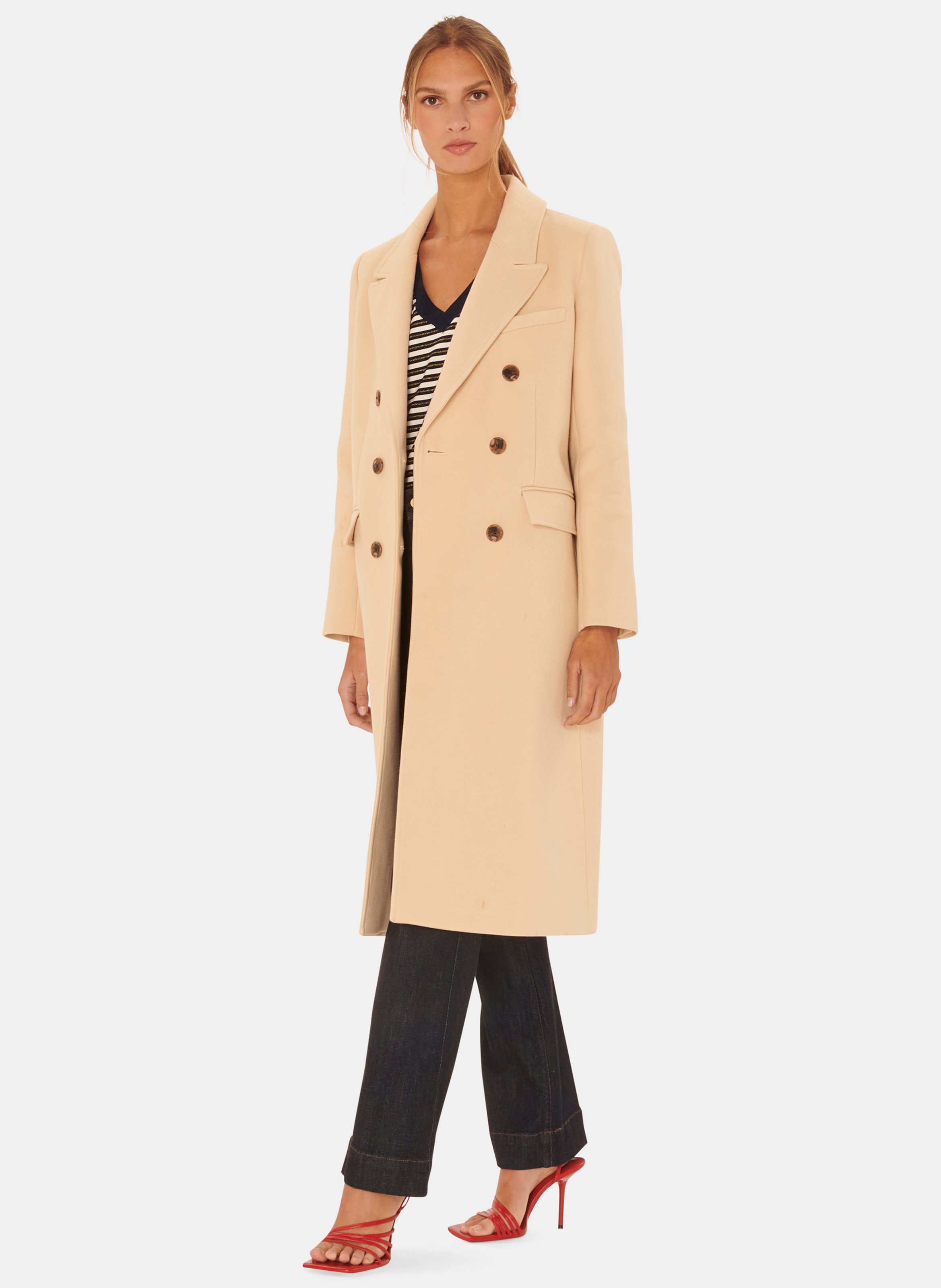 Manteau Zapa écossais Noir Et Rouge - Taille 34/36 - Laine Et Polyamide - Occasion Très Bon état