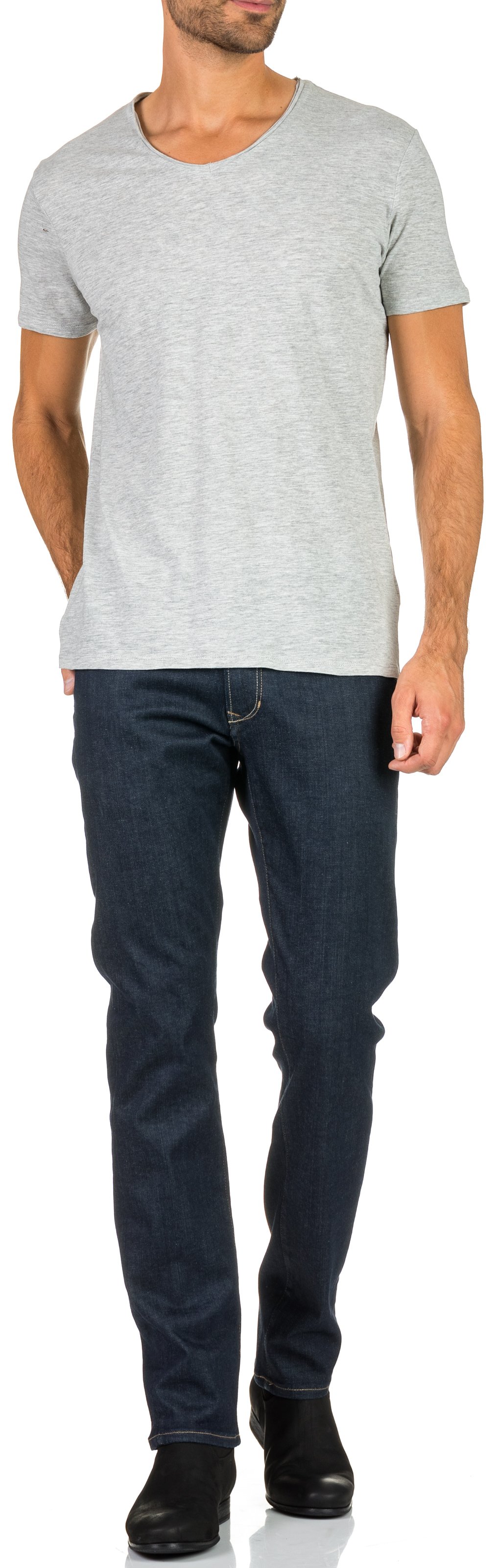 Tee-shirt col rond regular-fit en coton flammé IKKS Gris