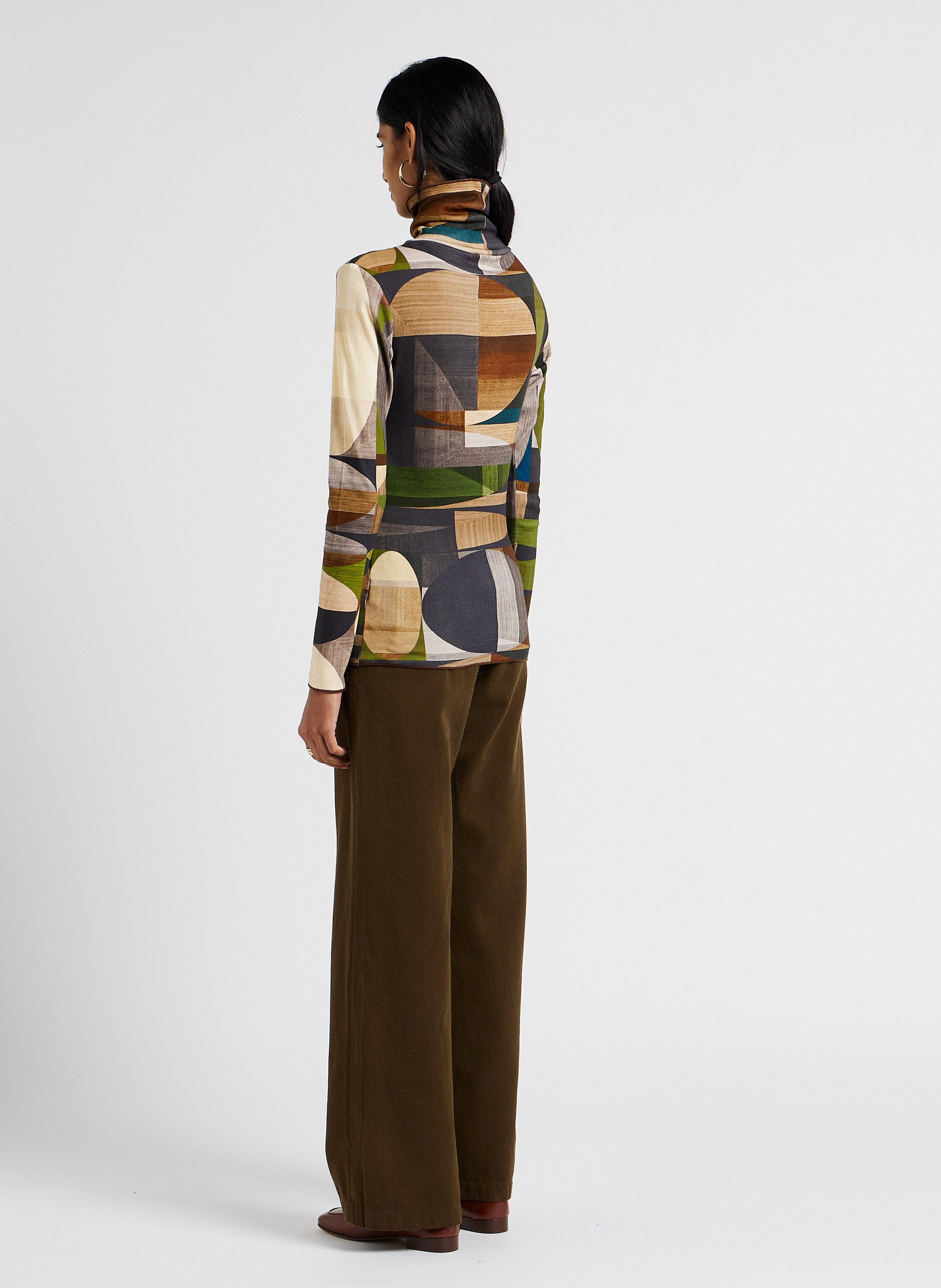 Pantalon large en laine et coton  POMANDERE Vert