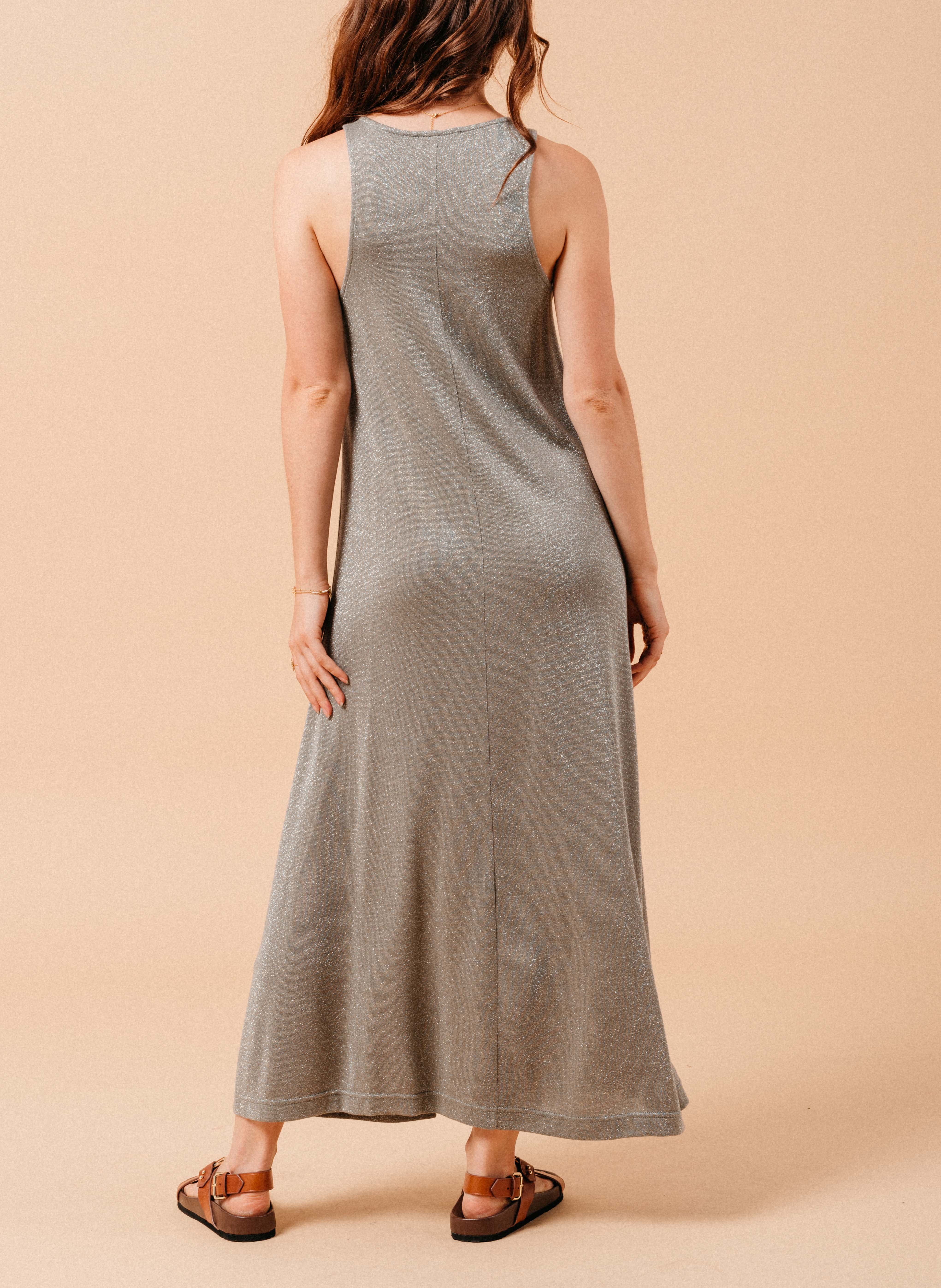 Robe midi col rond en jersey lurex  GRACE ET MILA Vert