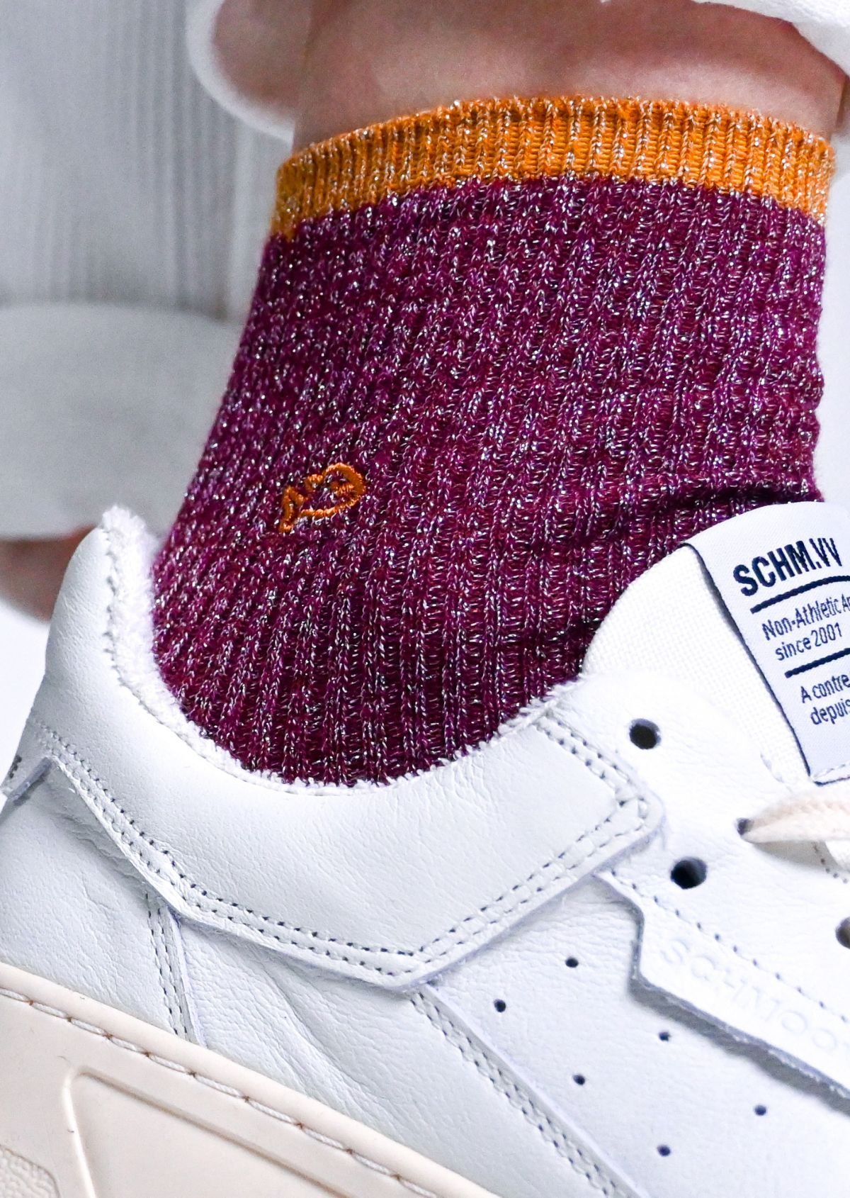 Vintage combed cotton socks Red