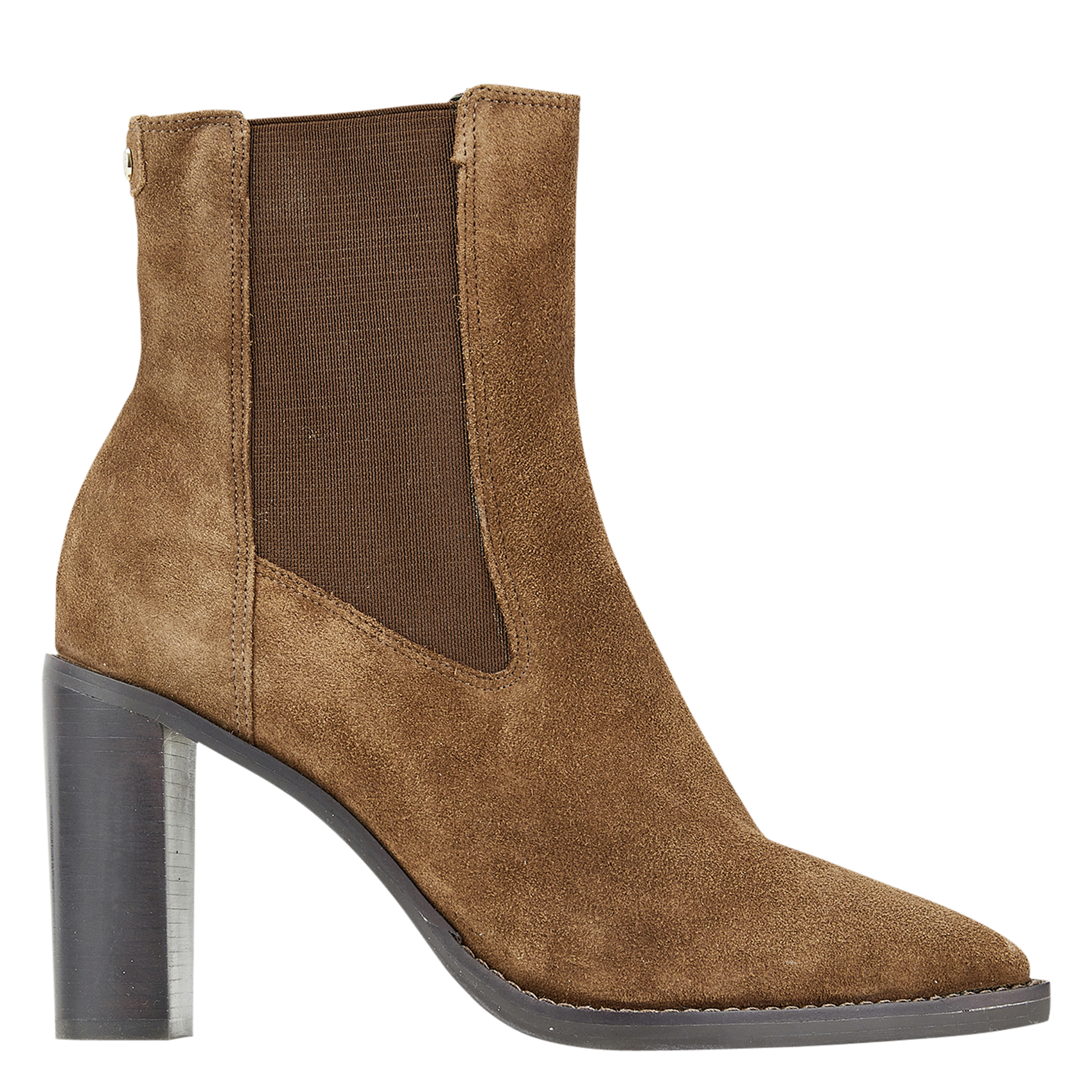 Heeled suede leather mid-calf boots COSMOPARIS Brown
