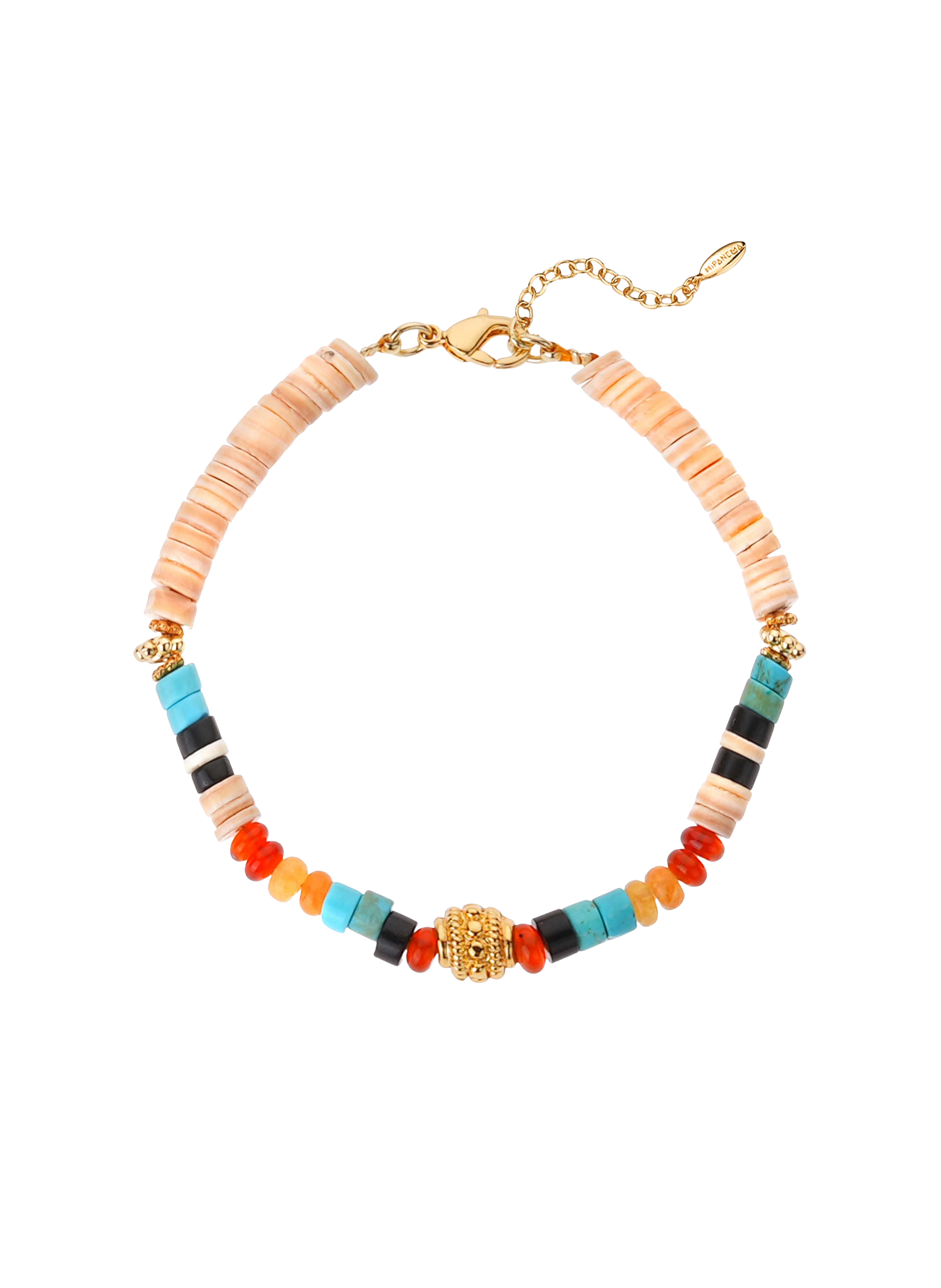 Bracelet with beads and adjustable charm HIPANEMA White