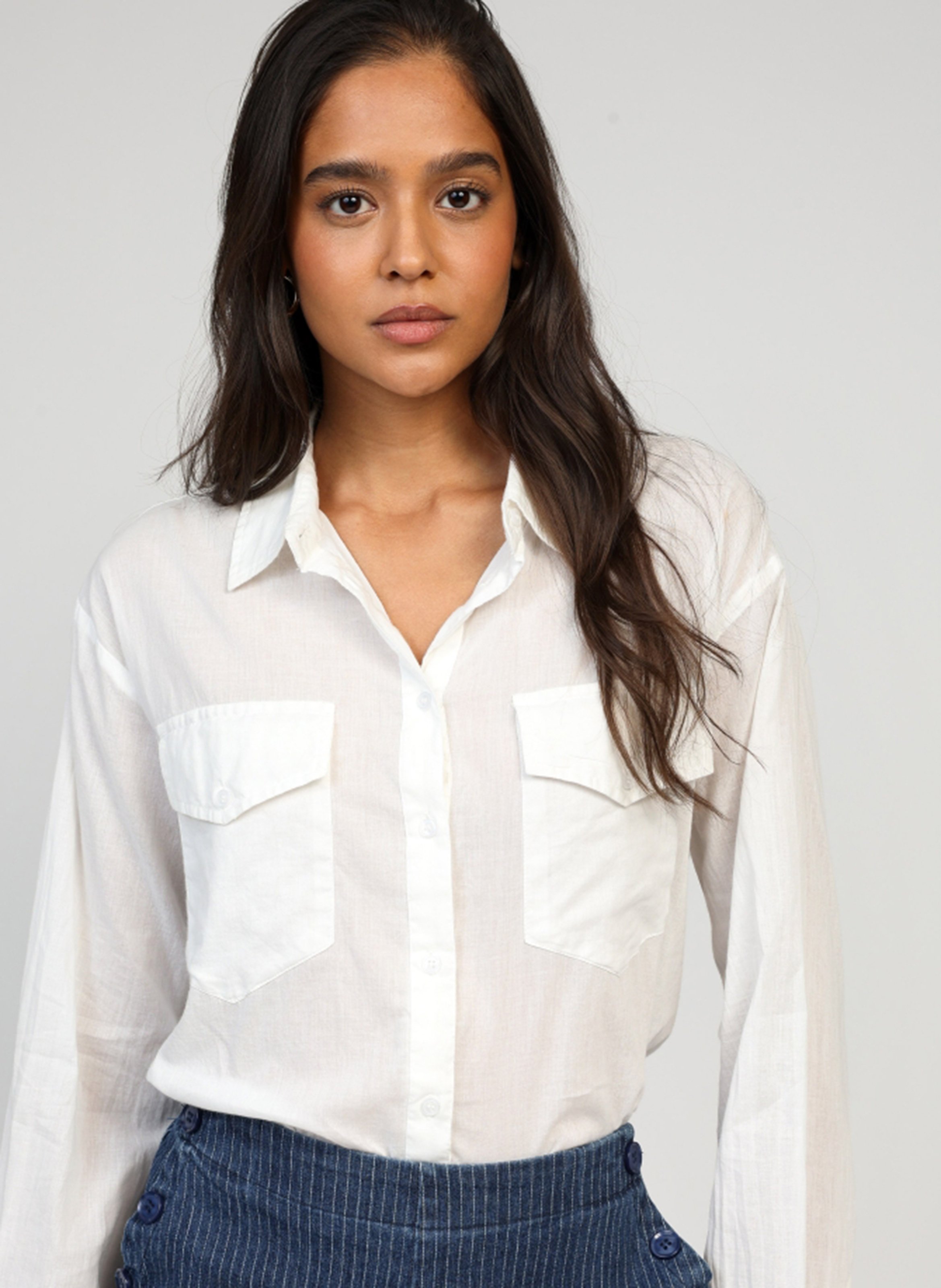 Straight buttoned cotton shirt AN'GE White