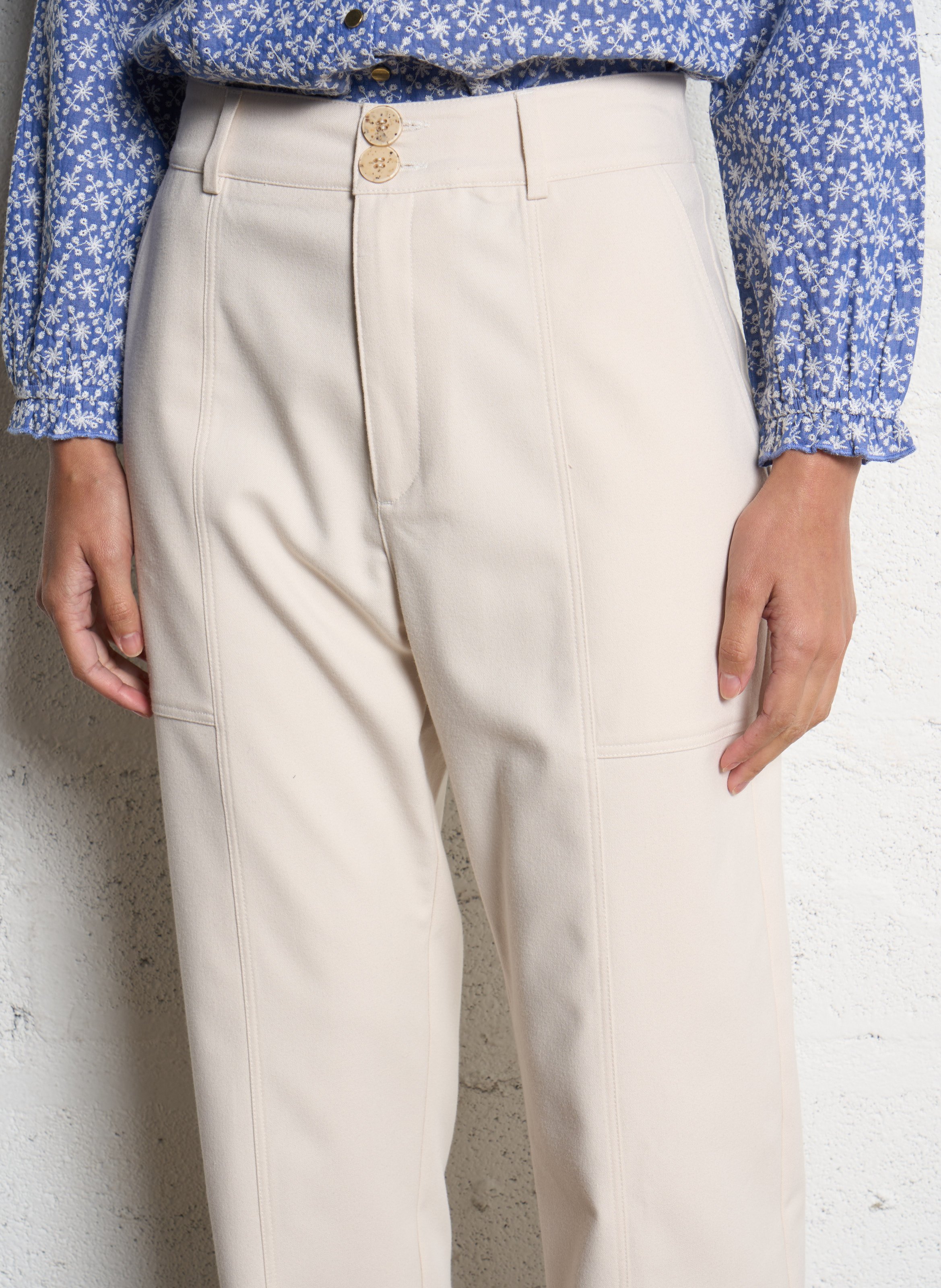 Pantalon droit taille haute I CODE Blanc