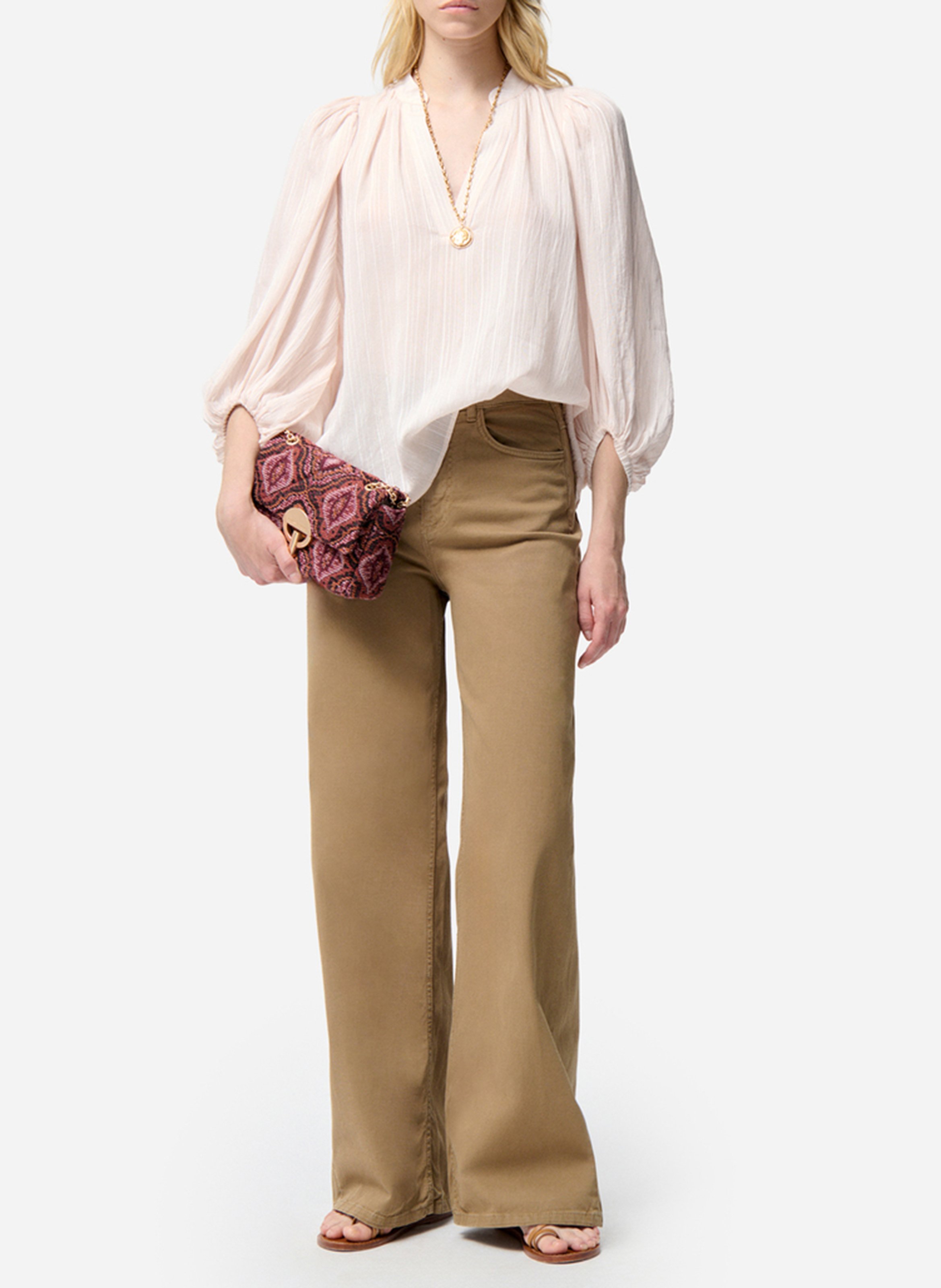 Oversized cotton blend blouse VANESSA BRUNO Pink