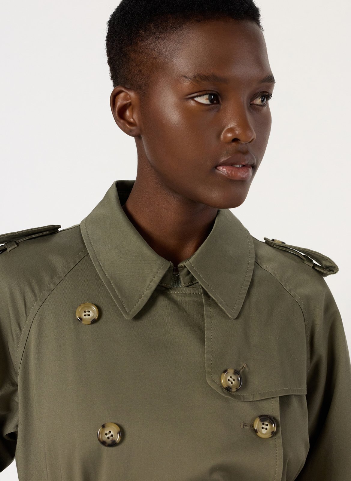 Trench col à revers droit en coton mélangé GERARD DAREL Kaki