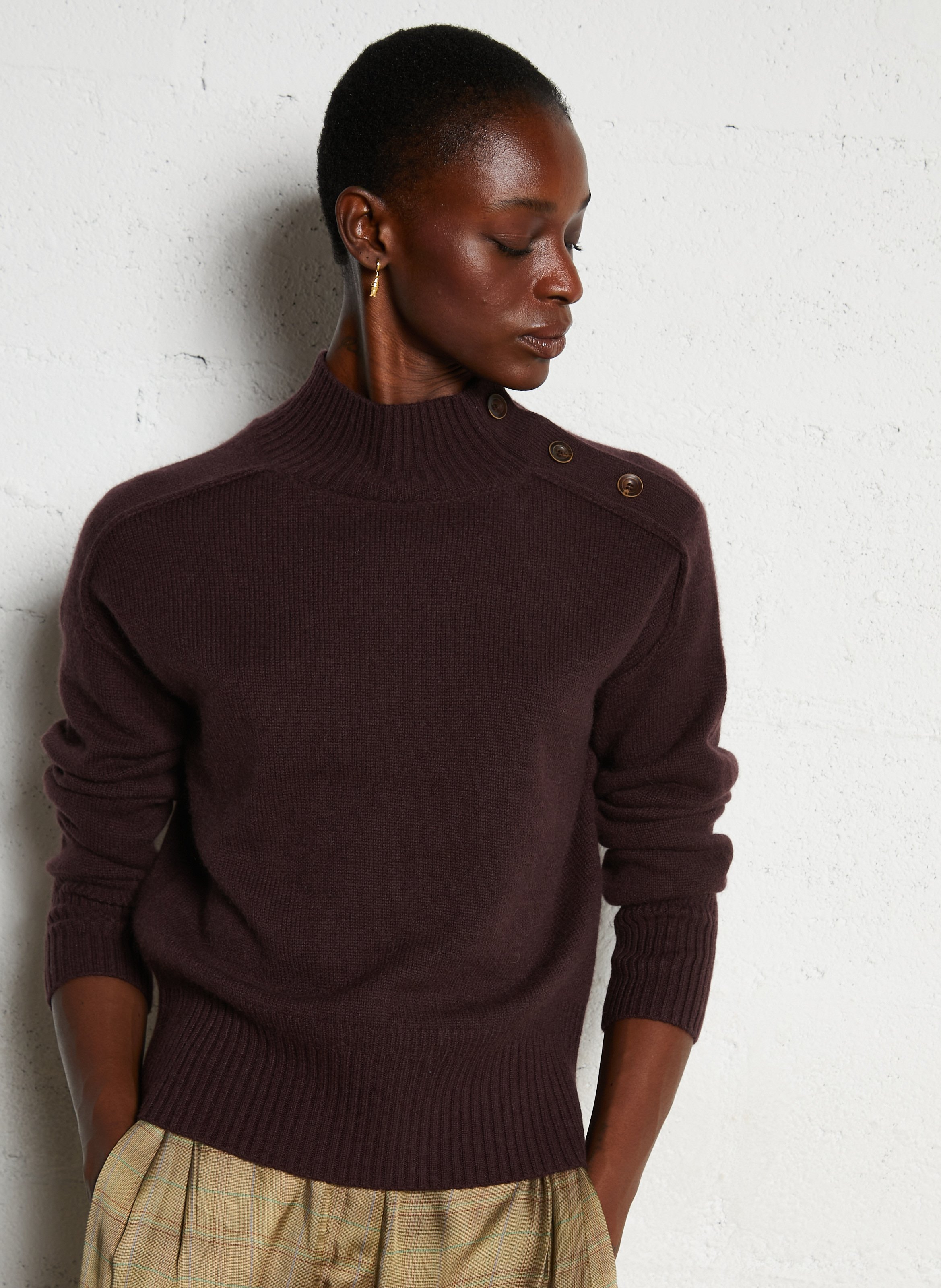 Cashmere high-neck sweater MAISON 123 Purple