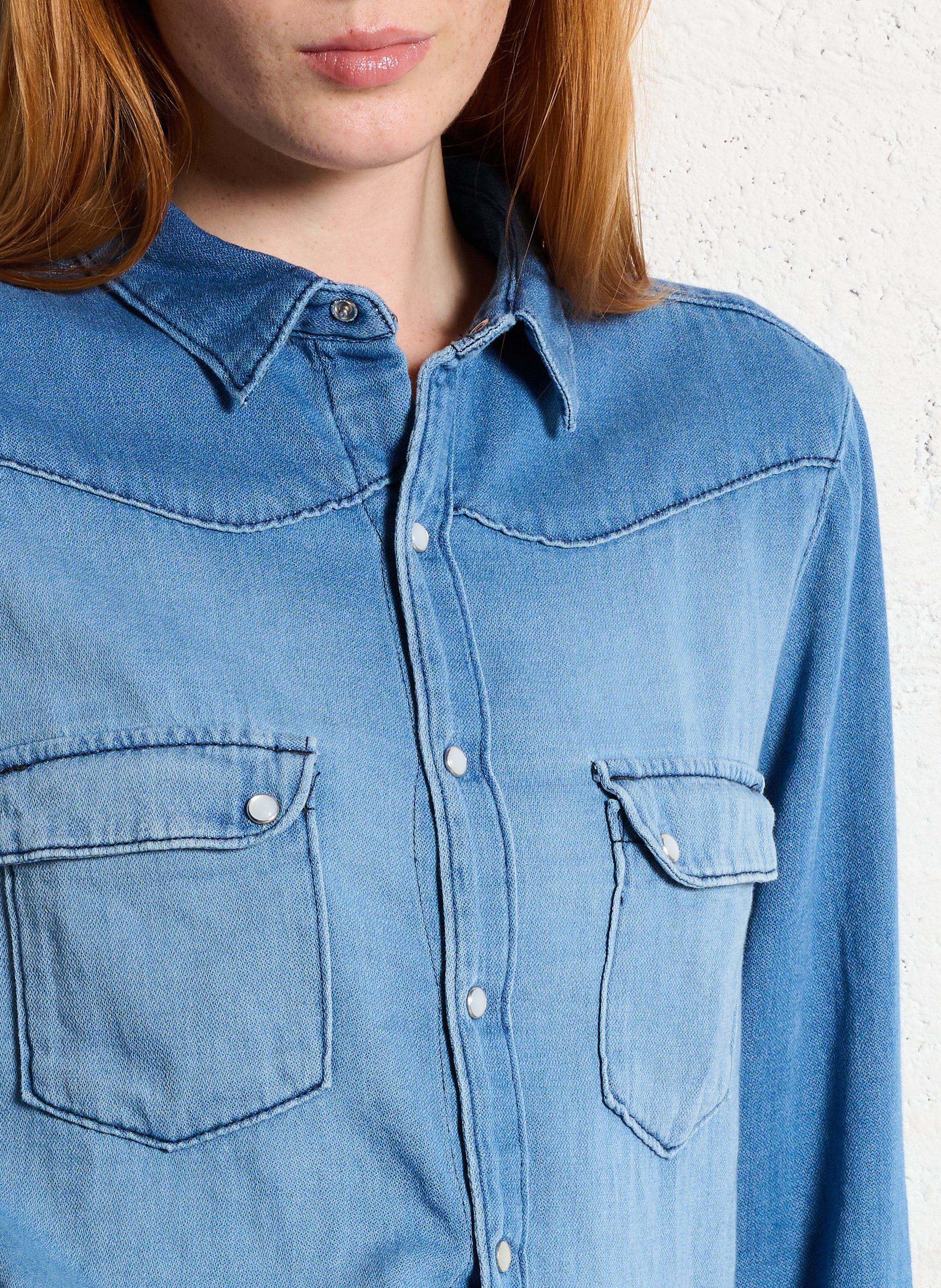 Blouse met verwassen look ACQUAVERDE Blauw