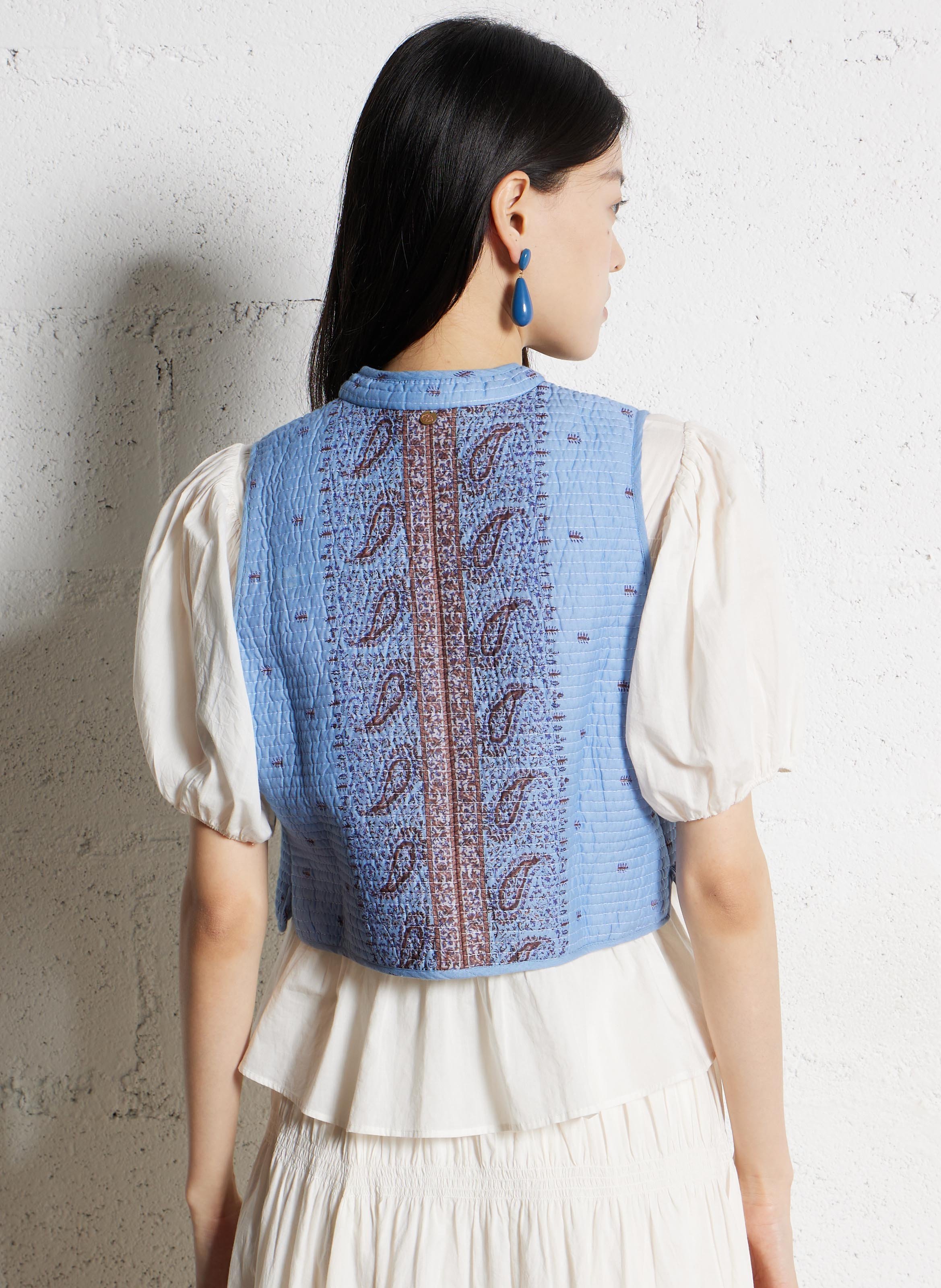 Baumwoll-Strickjacke mit Rundhalsausschnitt ANTIK BATIK Blau