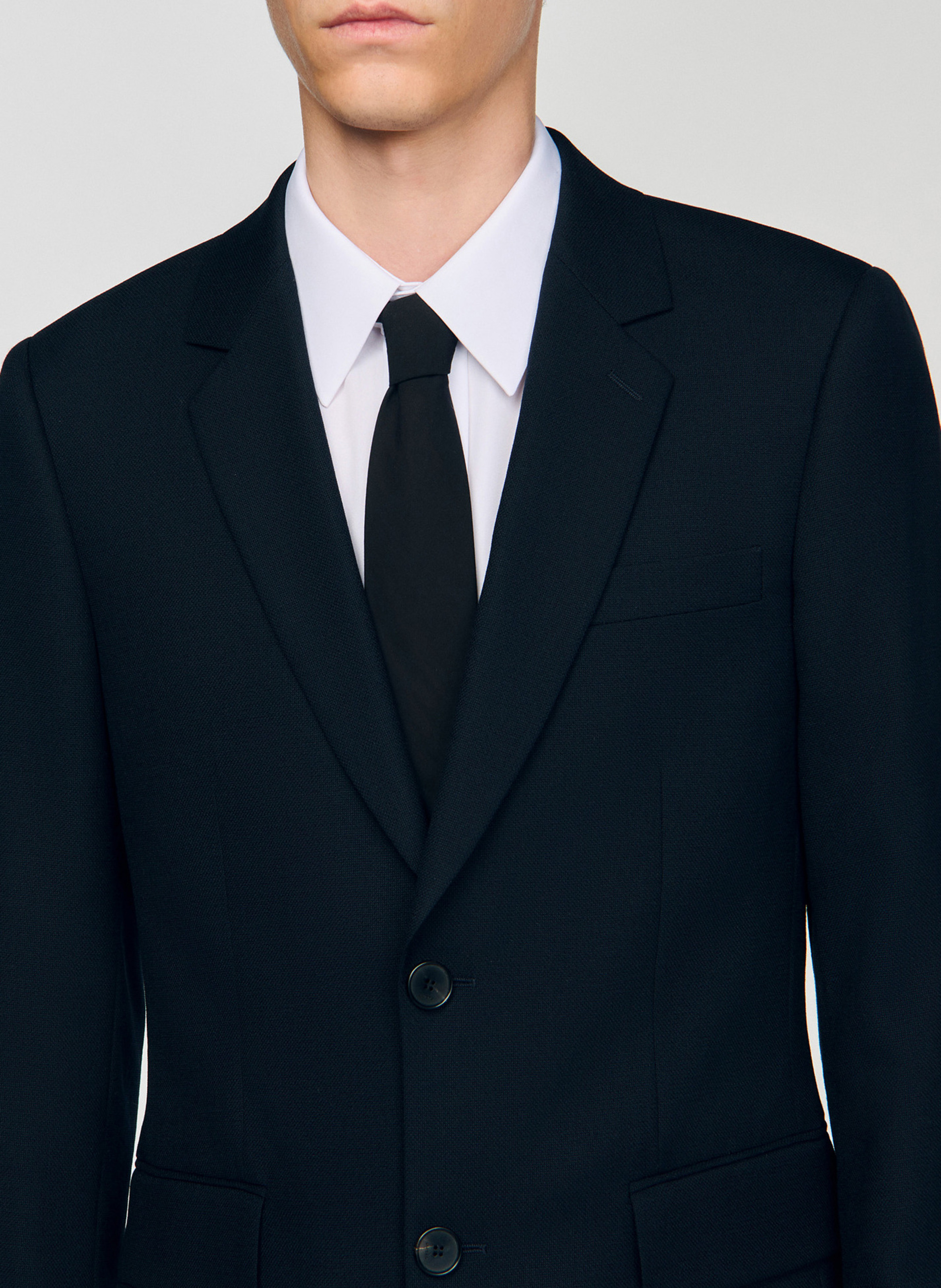 Veste col tailleur en laine SANDRO Bleu