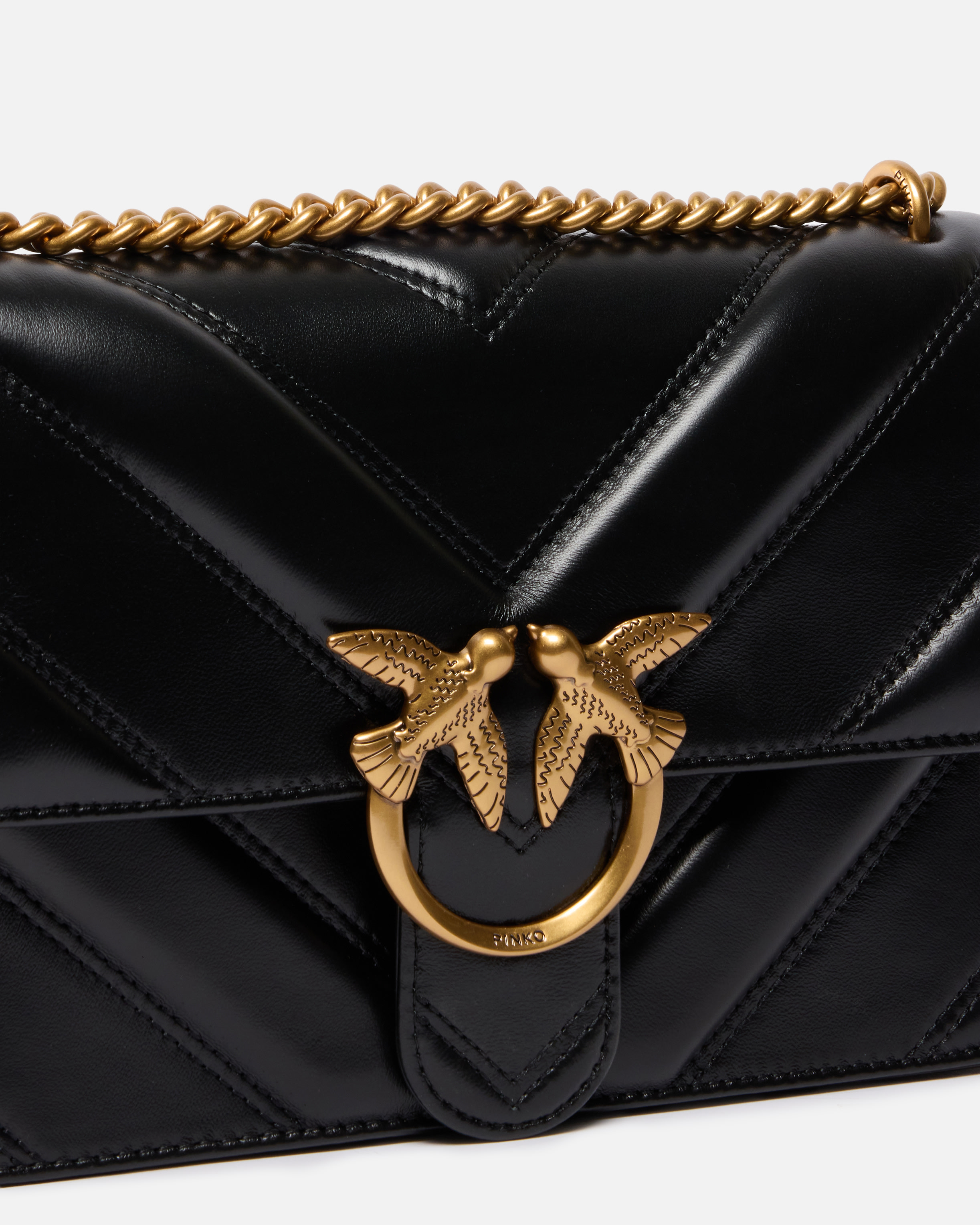 Medium Love Bag One Light handbag in Chevron Nappa leather PINKO Black