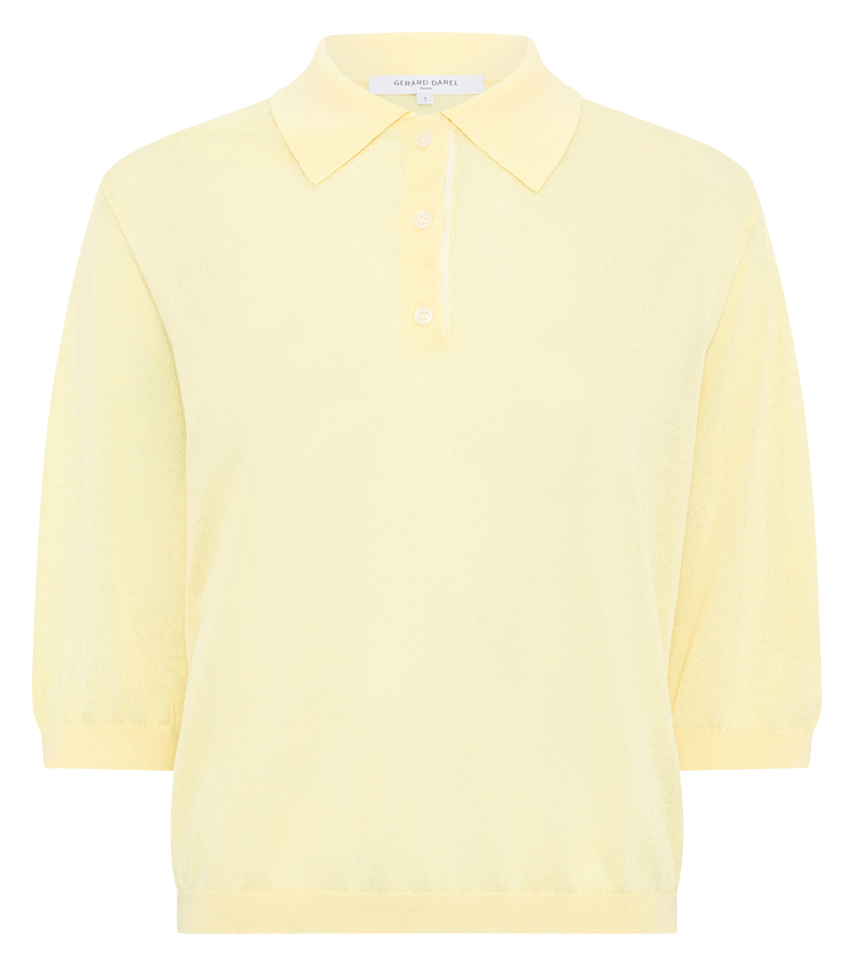 Polo met korte mouwen in effen gebreide stof. GERARD DAREL Geel