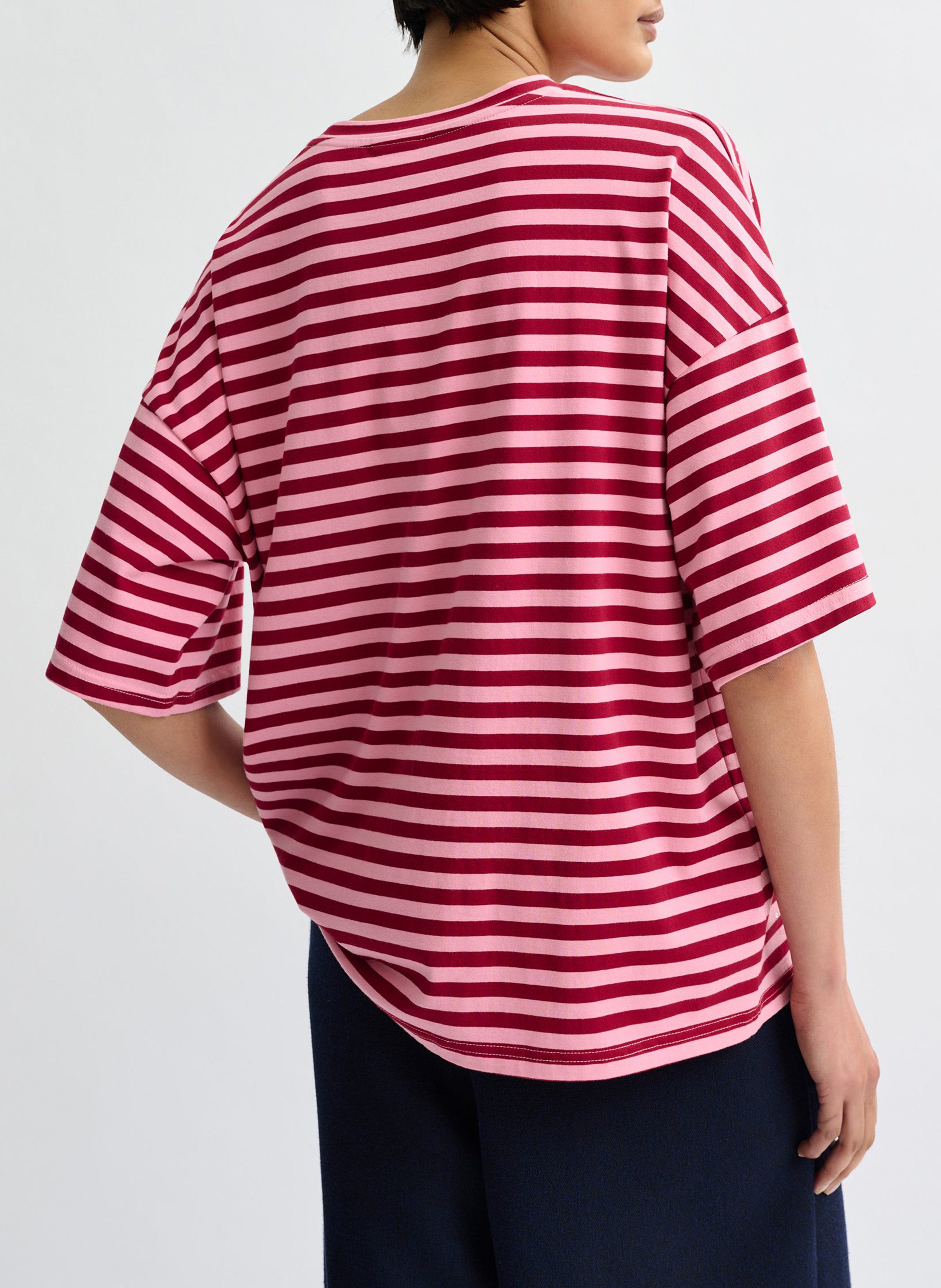 Tee-shirt oversize rayé à strass ESSENTIEL ANTWERP Rouge