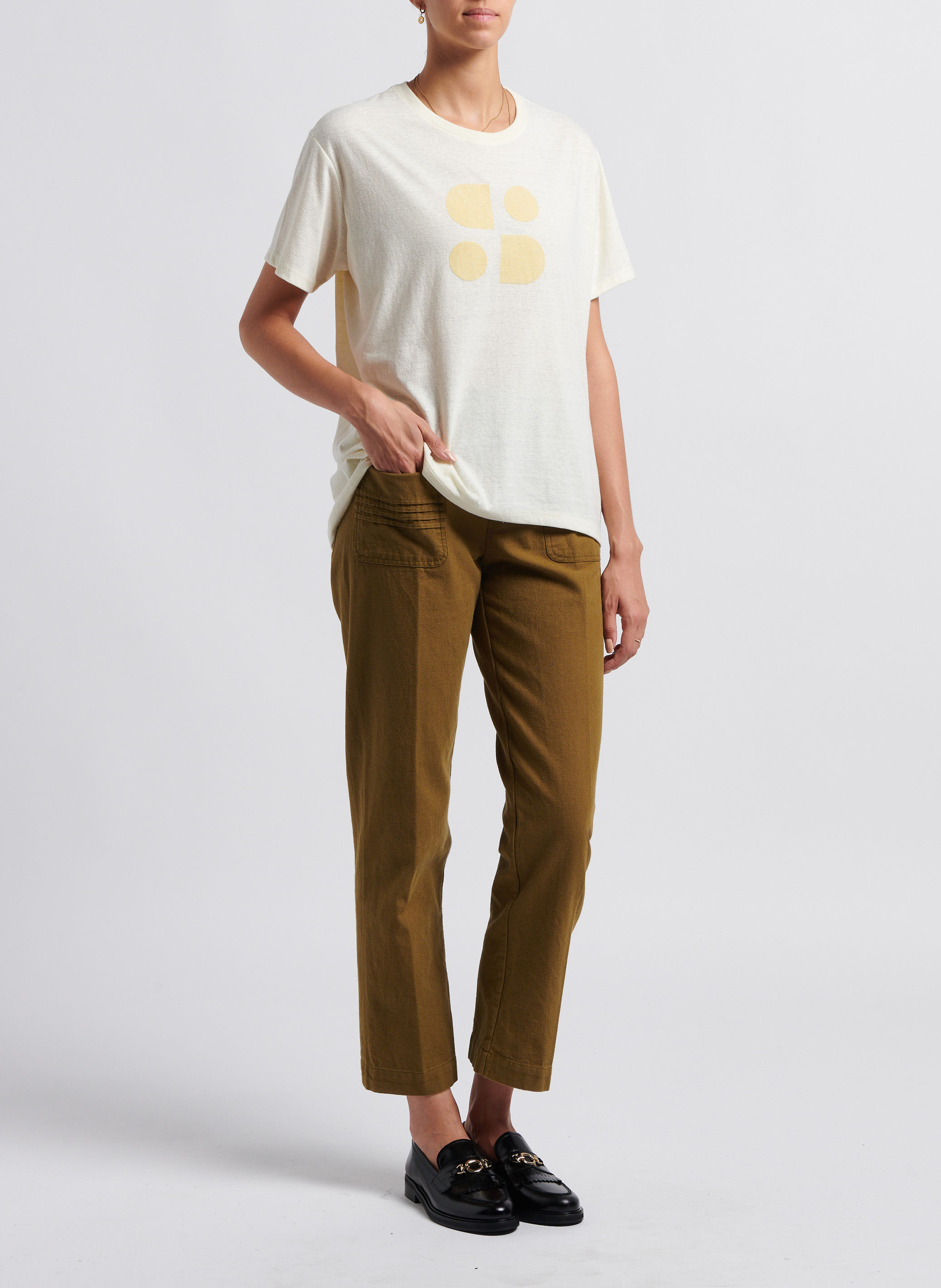 Rechte, katoenen broek SWILDENS Kaki