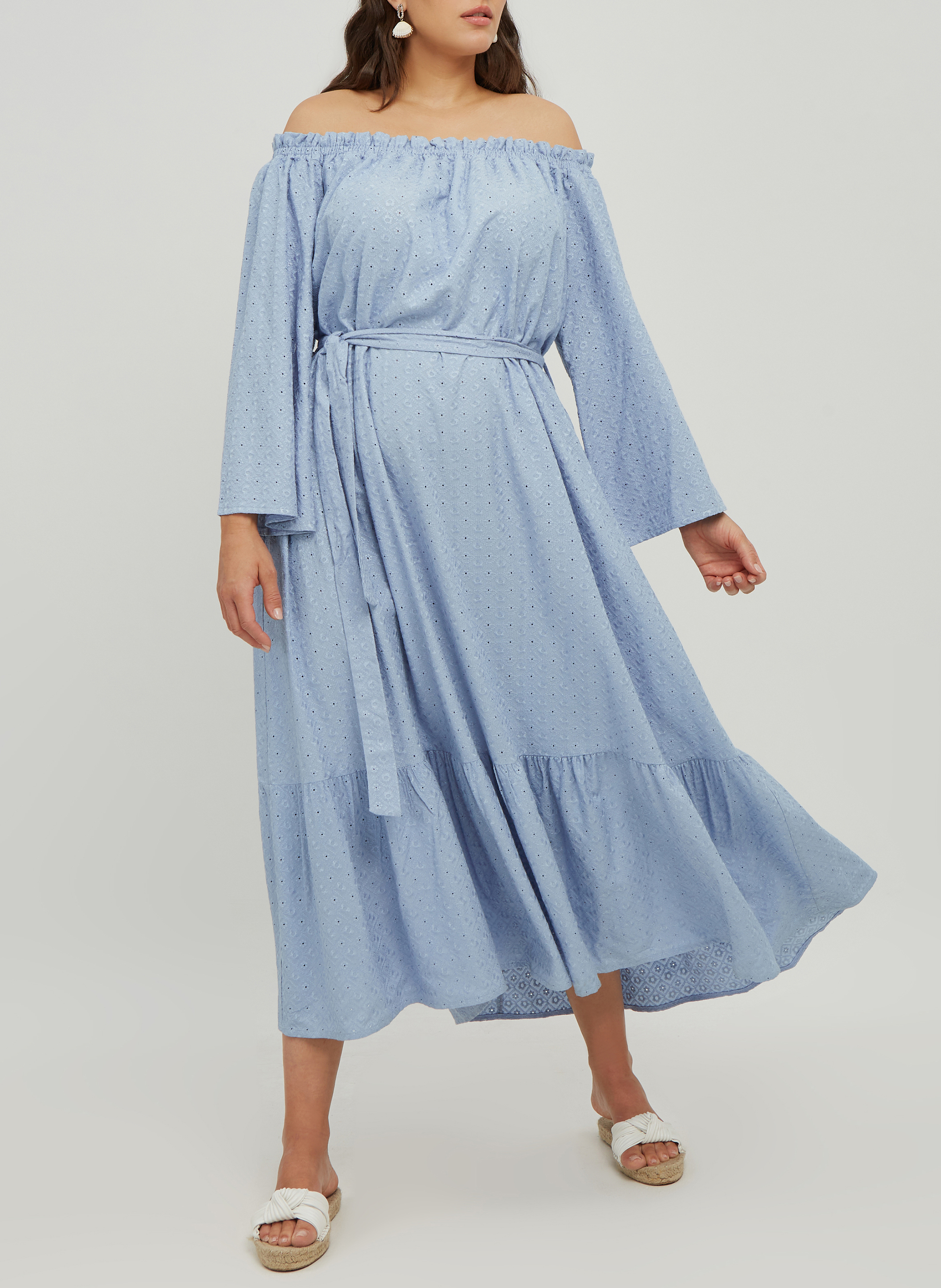 Long embroidered viscose dress MAT FASHION Blue