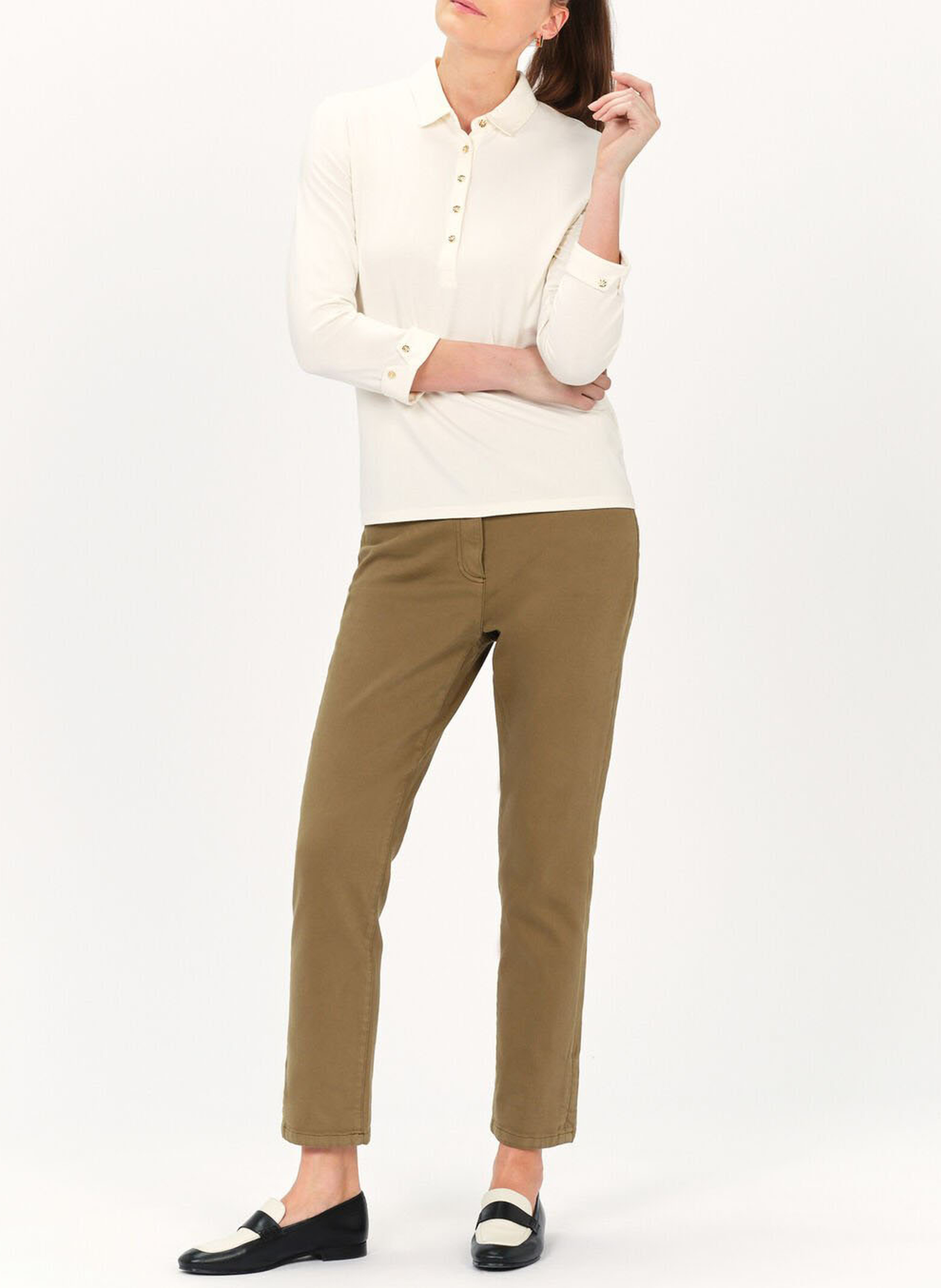 Gerade geschnittenes T-Shirt mit klassischem Kragen CAROLL Beige