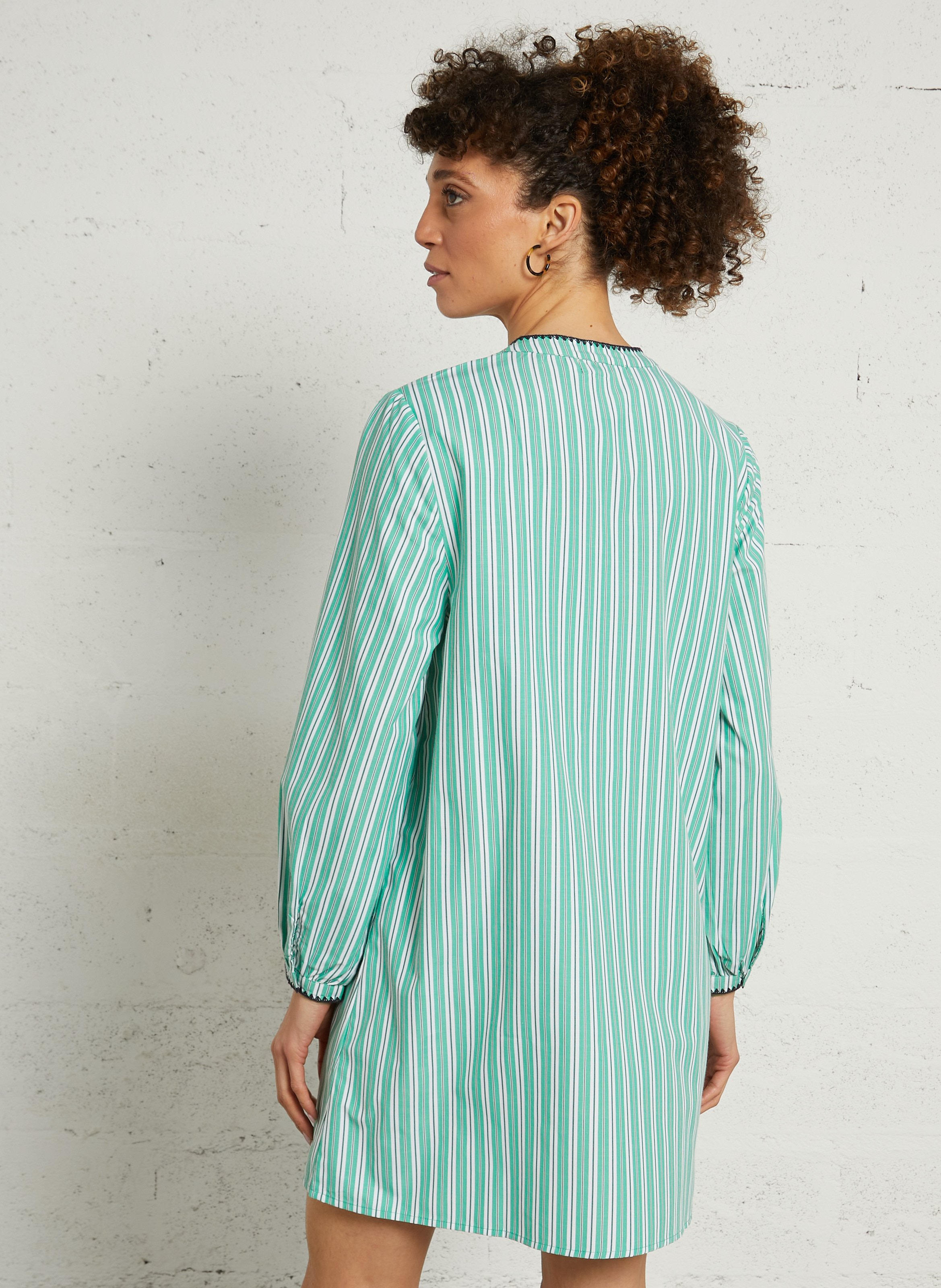 Short trapeze dress with stripes LA PETITE ETOILE Green