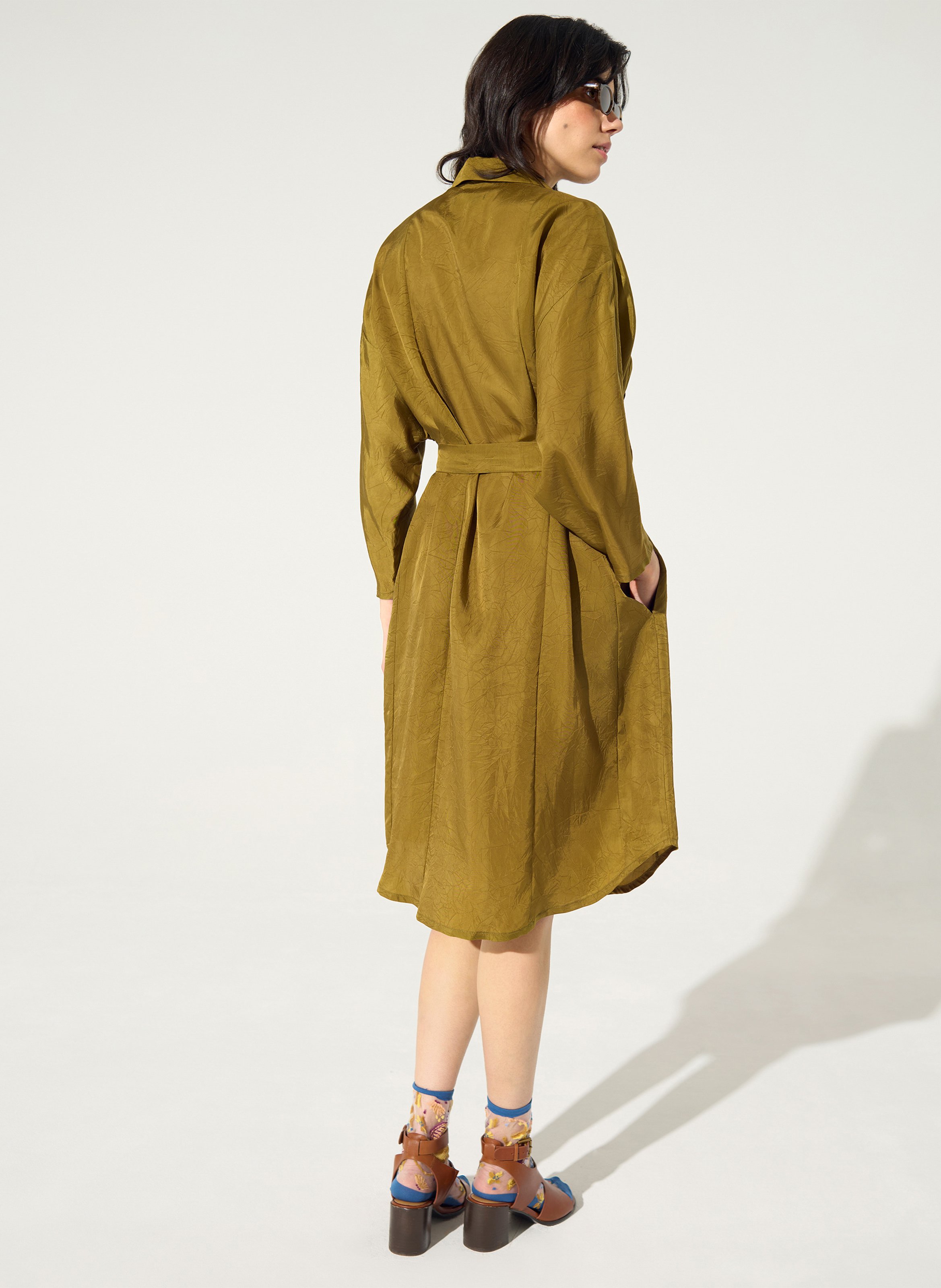 Robe midi col classique COTELAC Marron