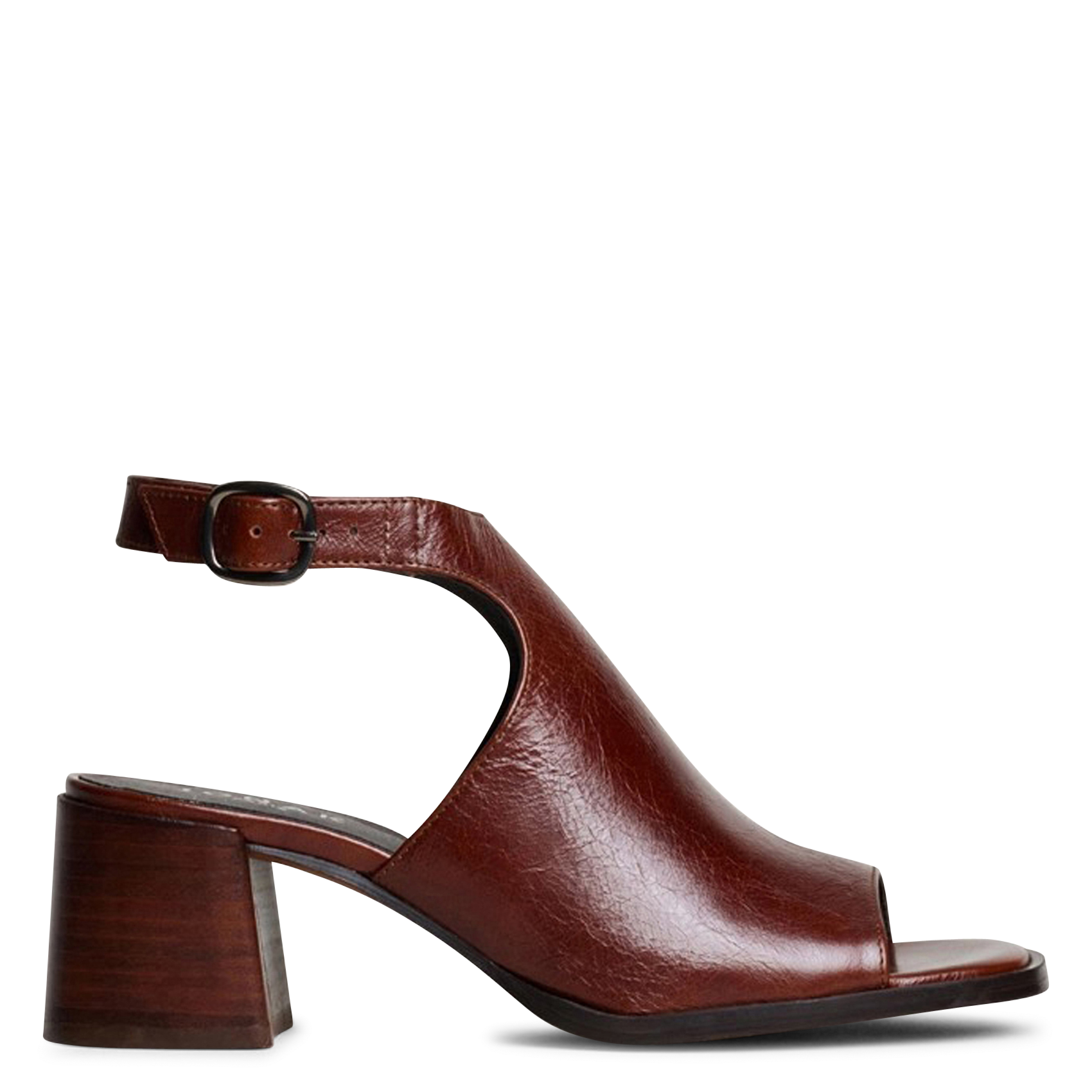High leather sandals in aged leather JONAK Brown