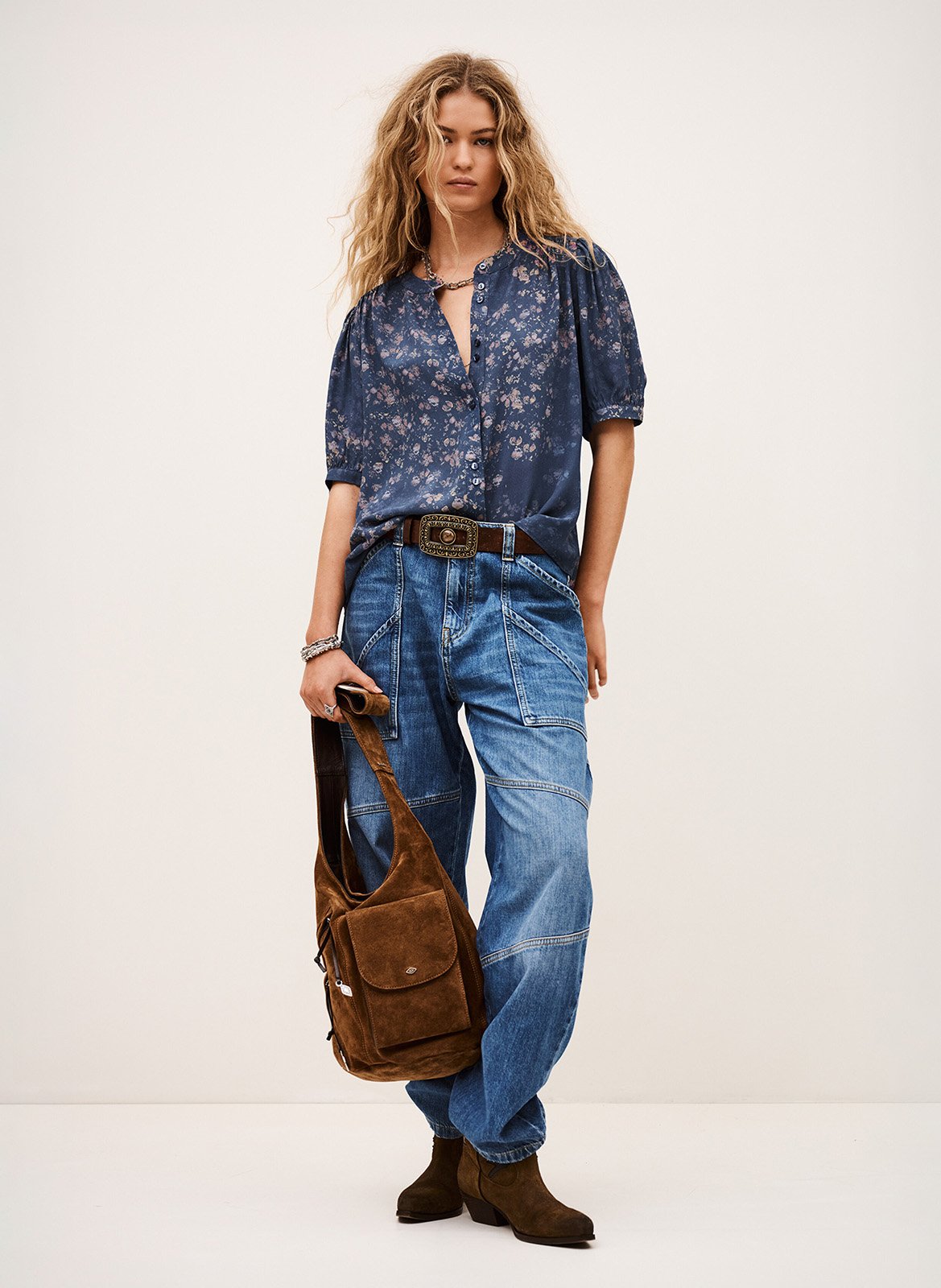 Blouse met ronde hals en print BA&SH Blauw