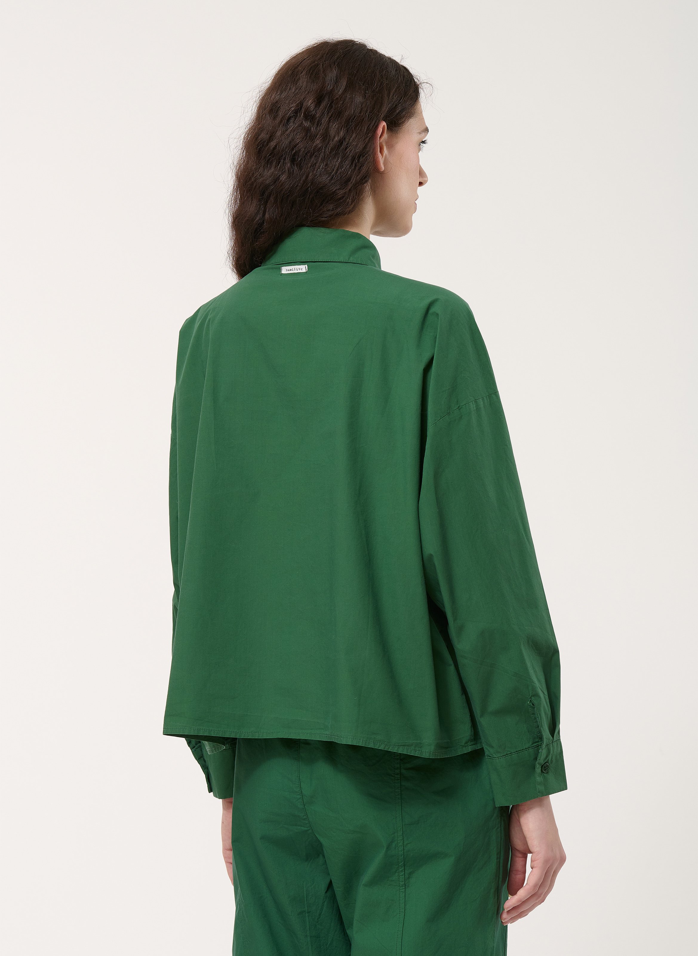 Chemise col classique manches contrastantes en coton HUMILITY Green