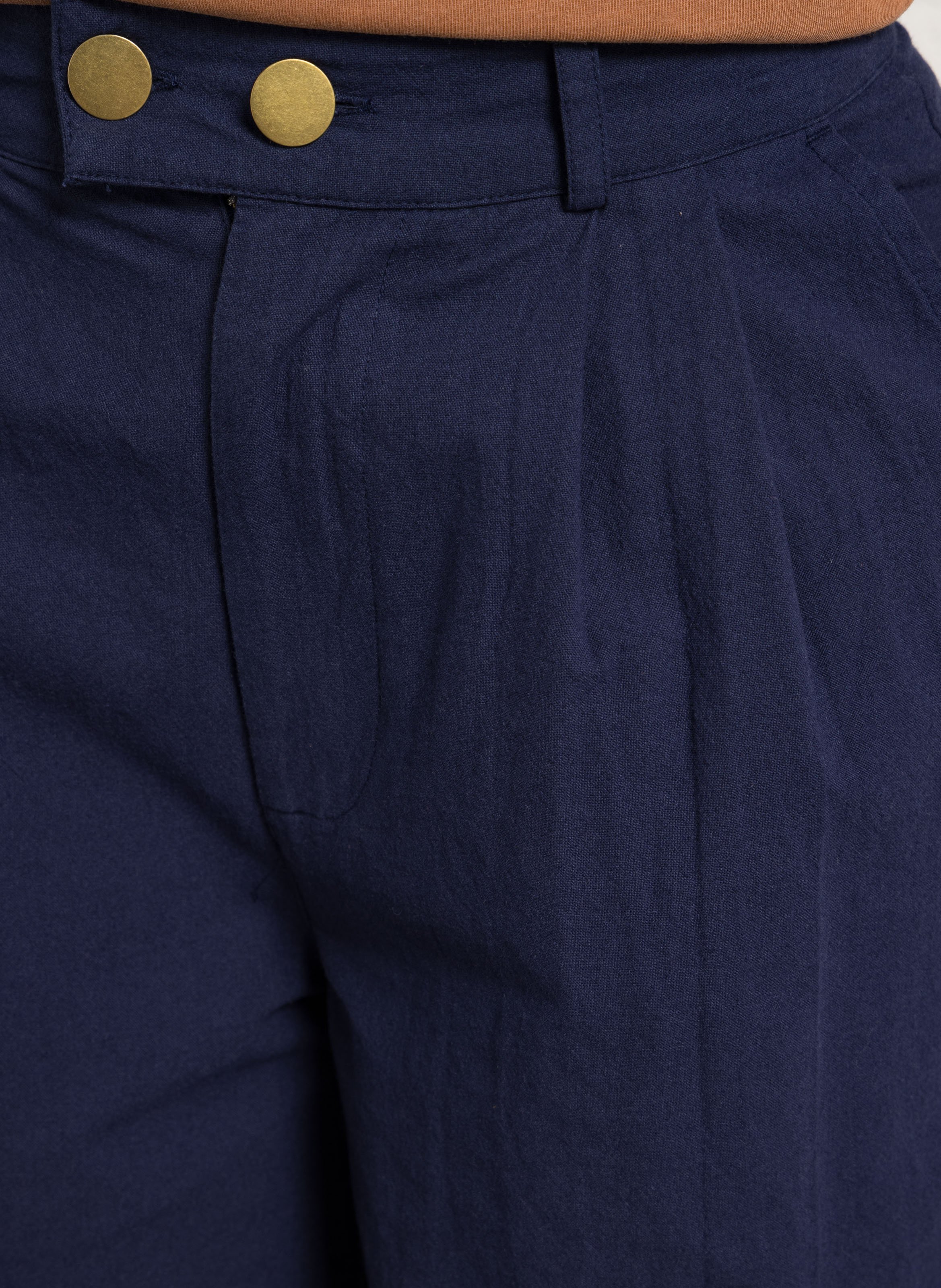 Pantalon large en coton bio LEON & HARPER Bleu