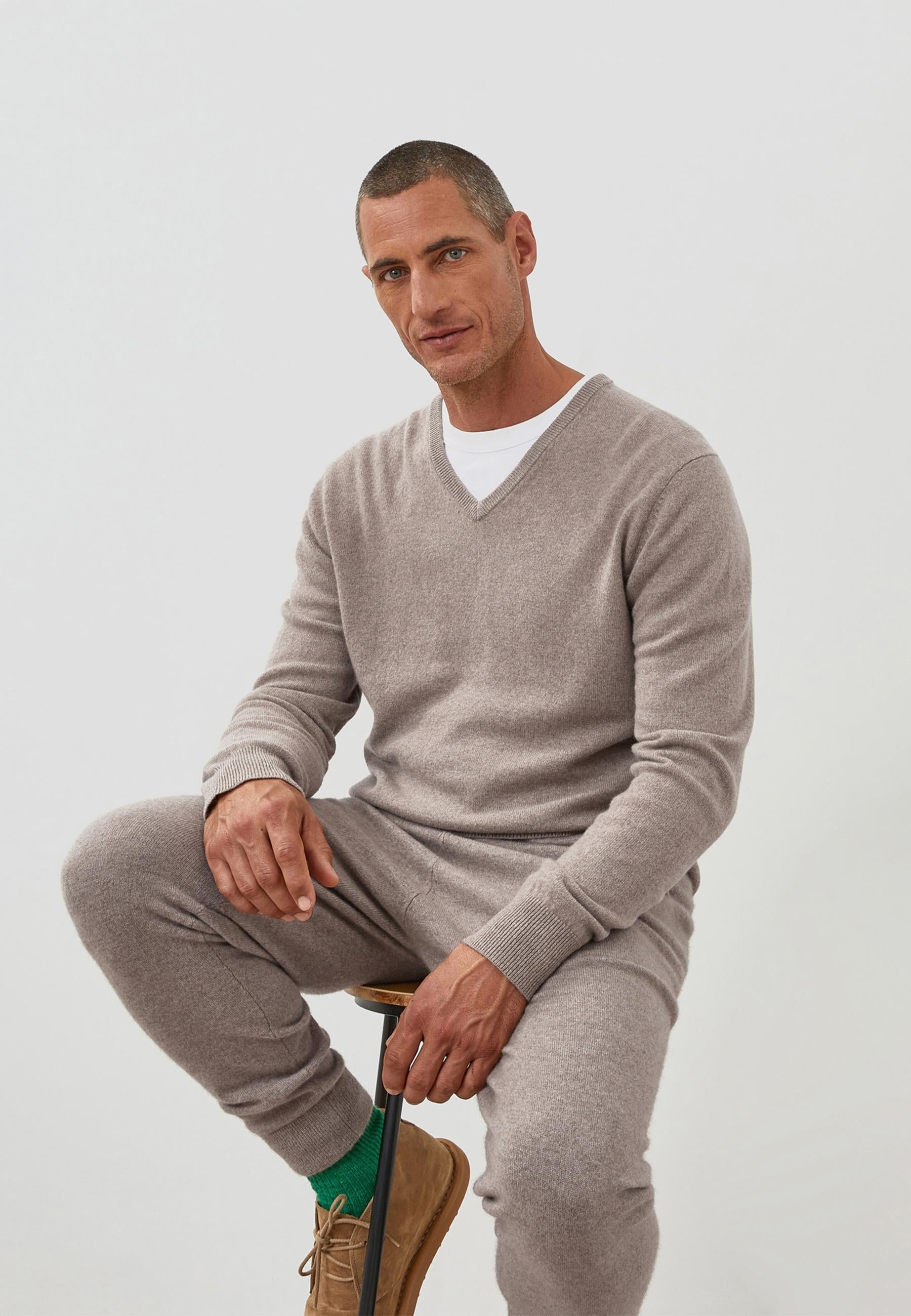 Pull homme col v cachemire RODIER Beige