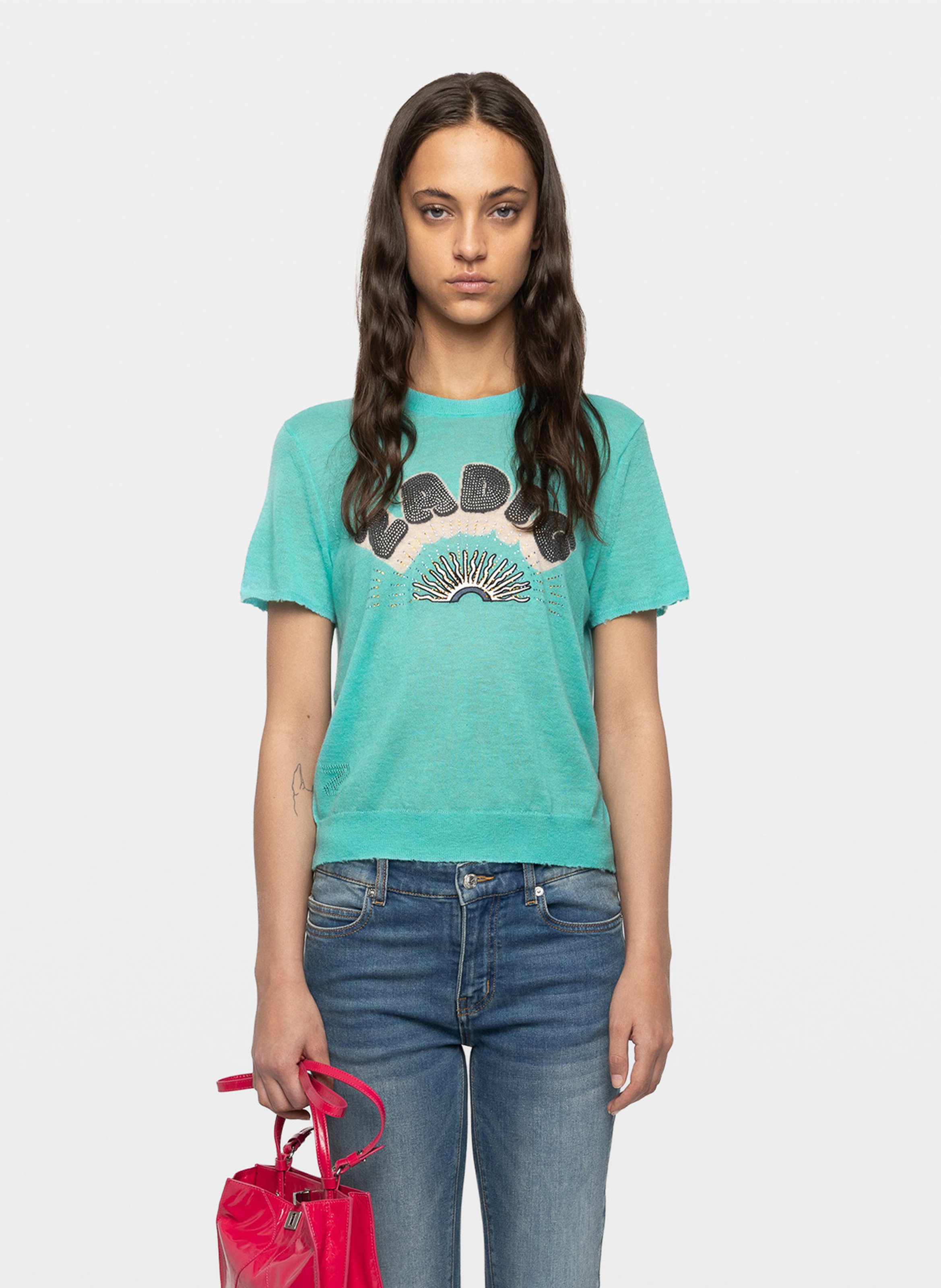 Tee-shirt col rond en cachemire ZADIG&VOLTAIRE Vert