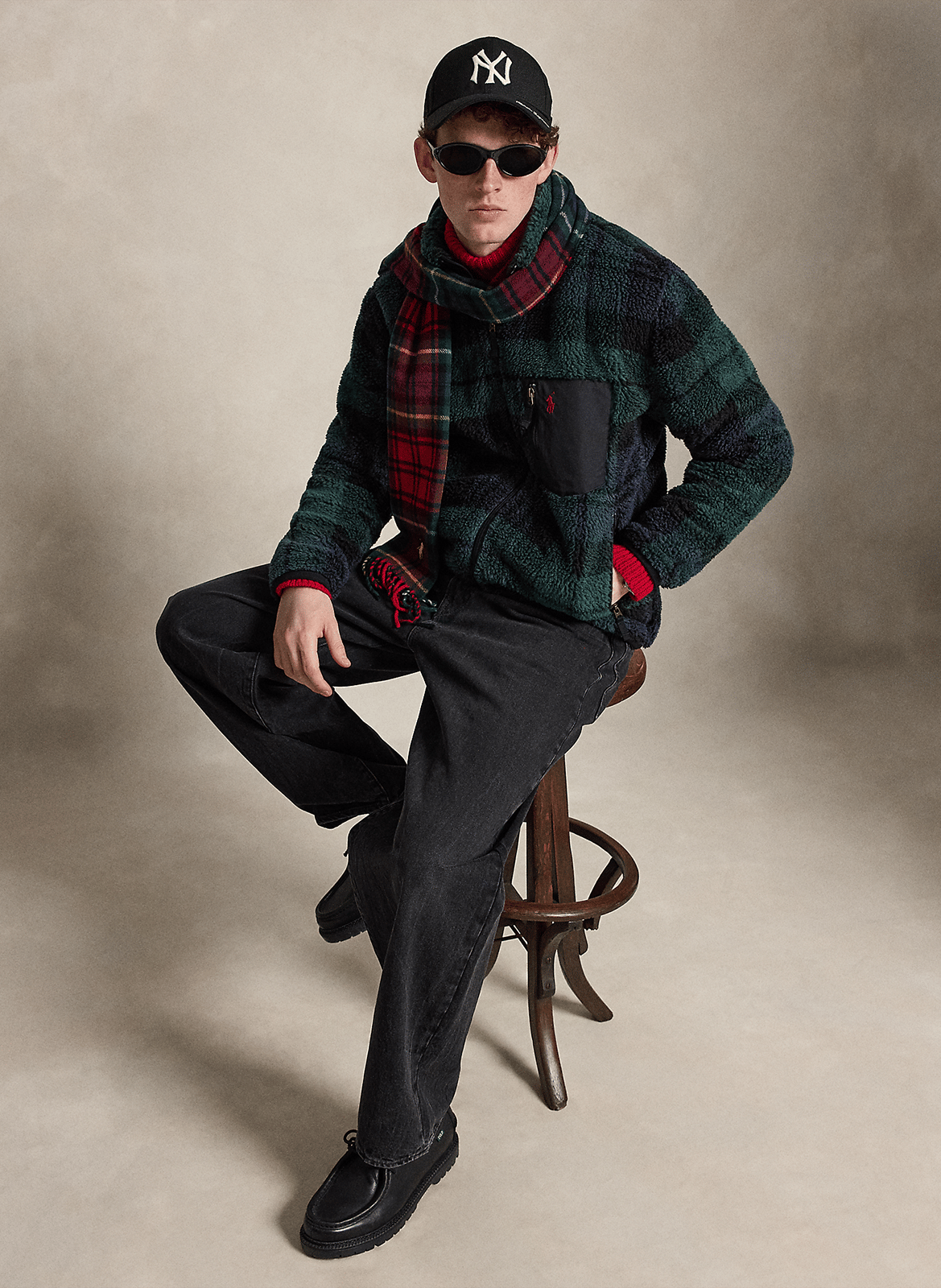 High-collar checked fleece POLO RALPH LAUREN Multicolored