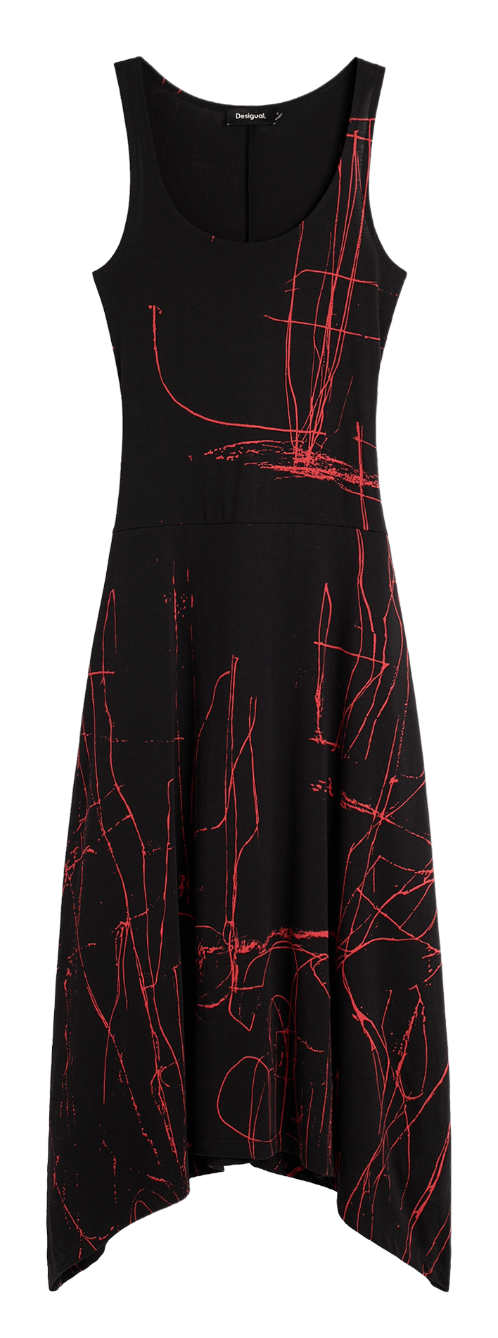 Long cotton-blend dress with round neck DESIGUAL Black
