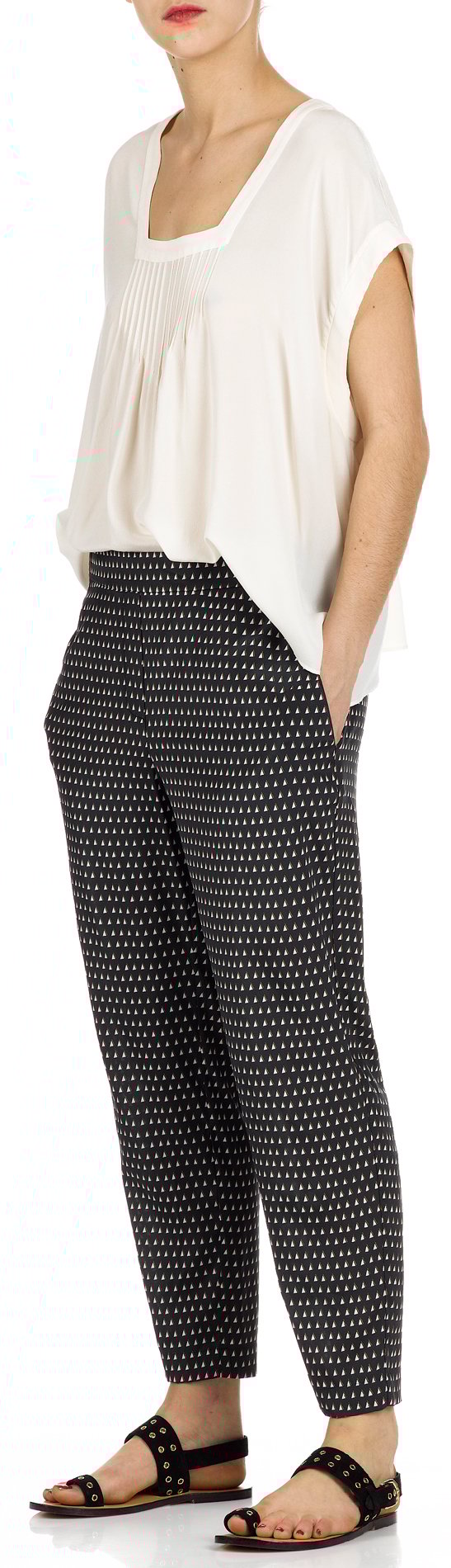 Stretch silk trousers ATTIC AND BARN Black
