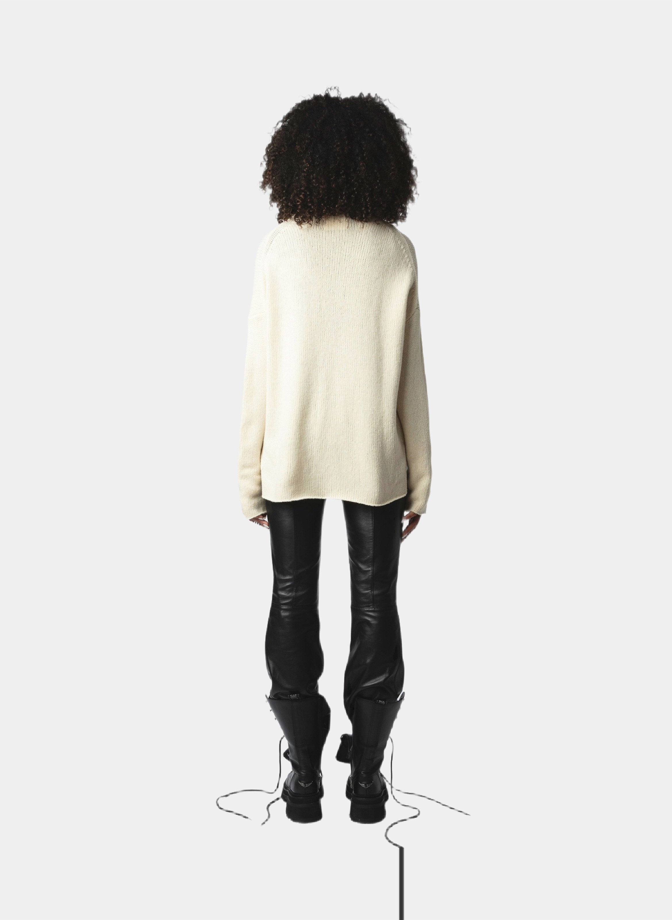 Pull col montant ample en laine ZADIG&VOLTAIRE Beige