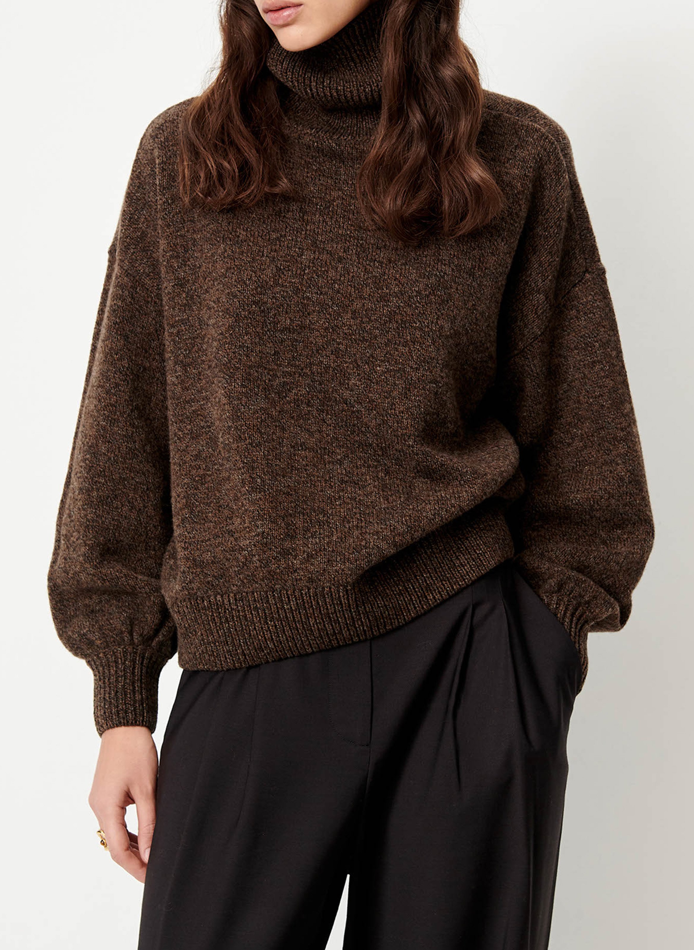 Oversize Rollkragenpullover aus Wolle und Kaschmir SESSUN Braun