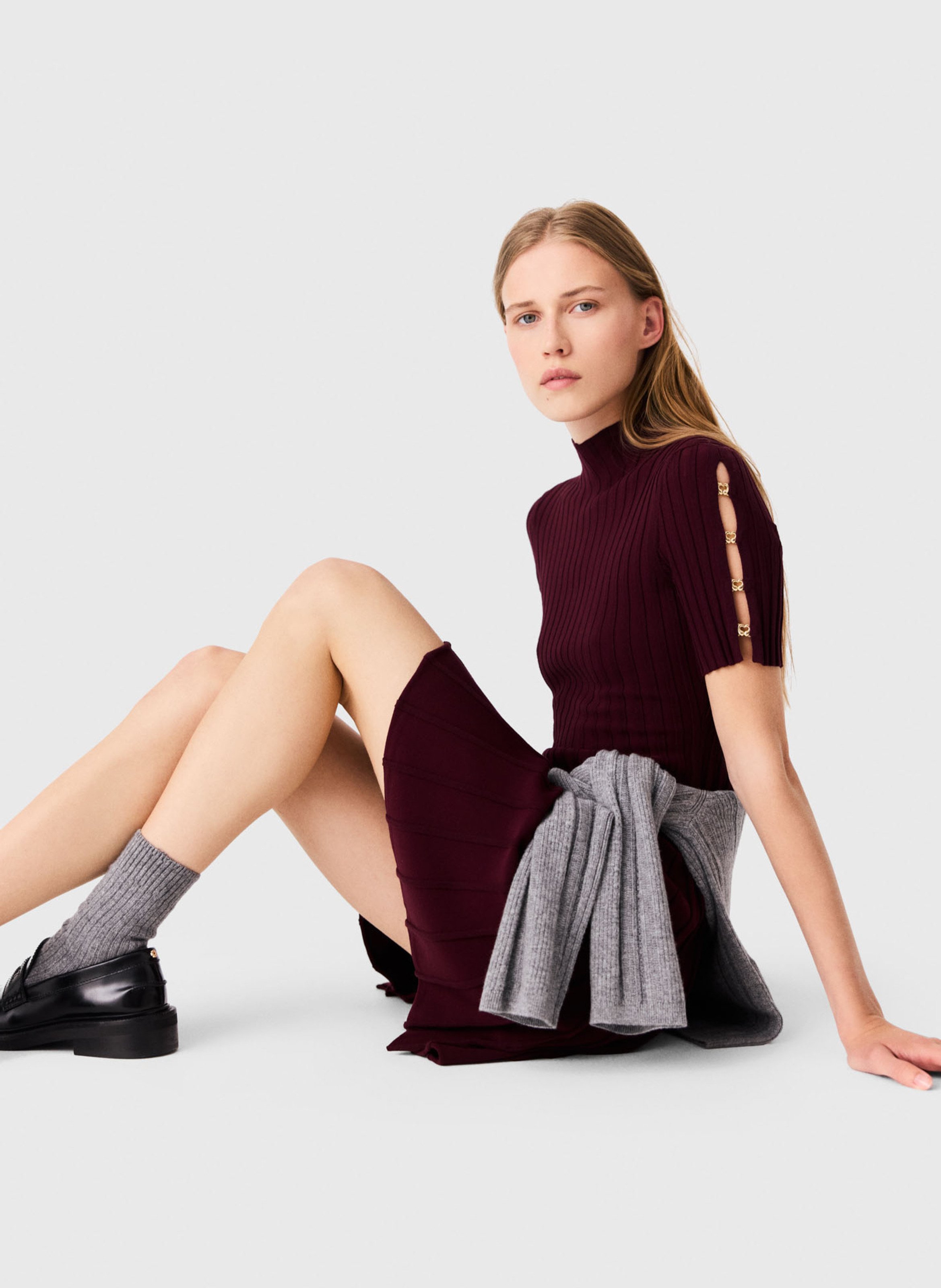 Short knit dress MAJE Red