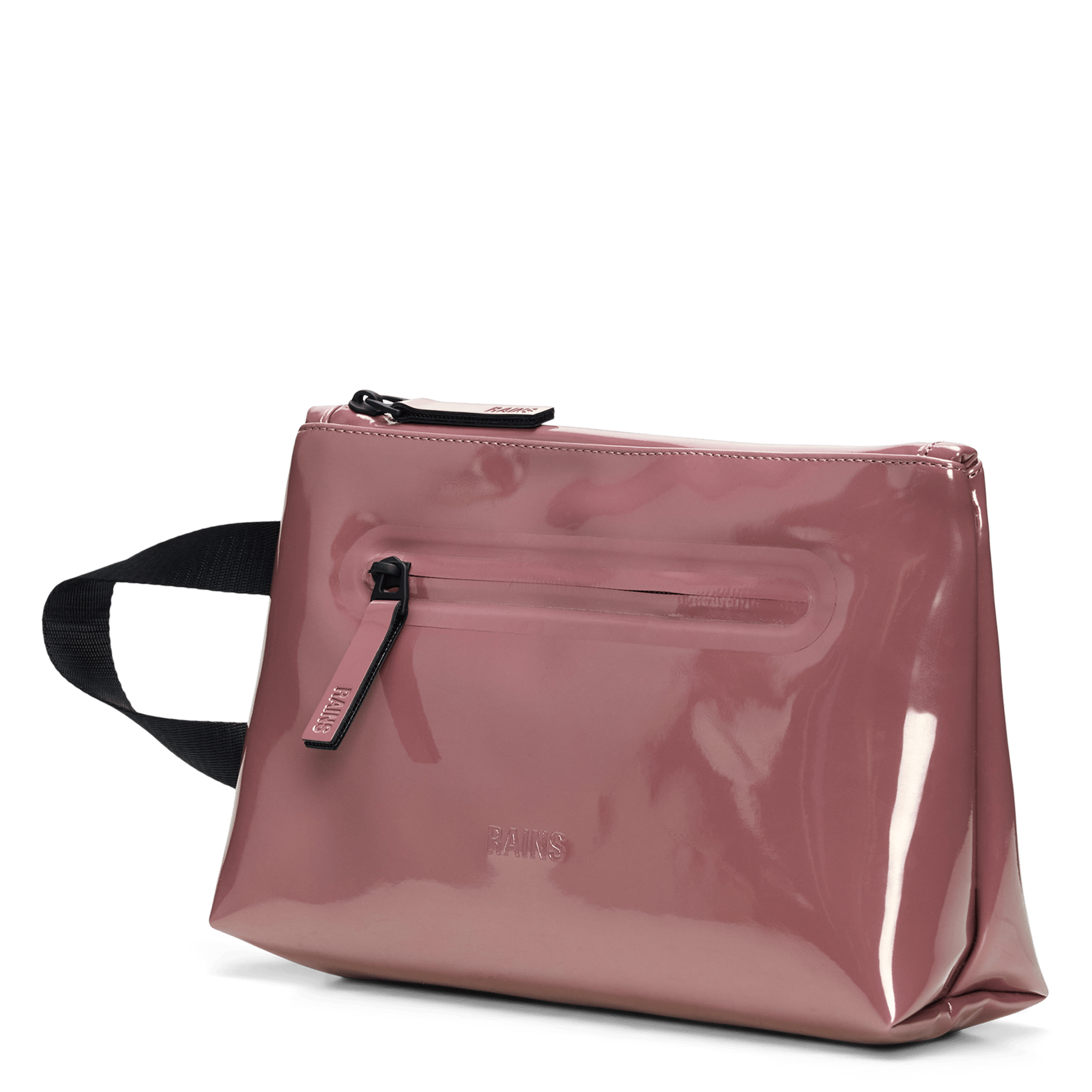 Trousse zippée brillante RAINS Rosa