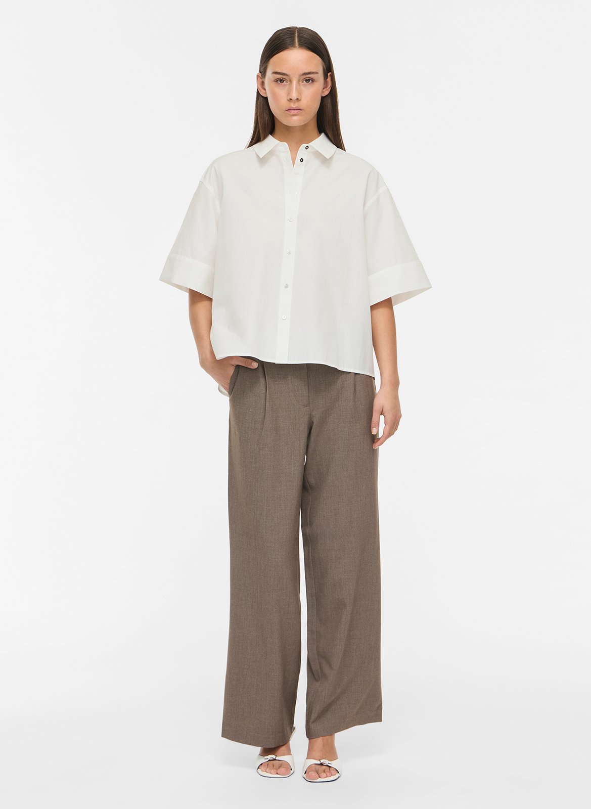 Straight shirt with classic collar VILA White