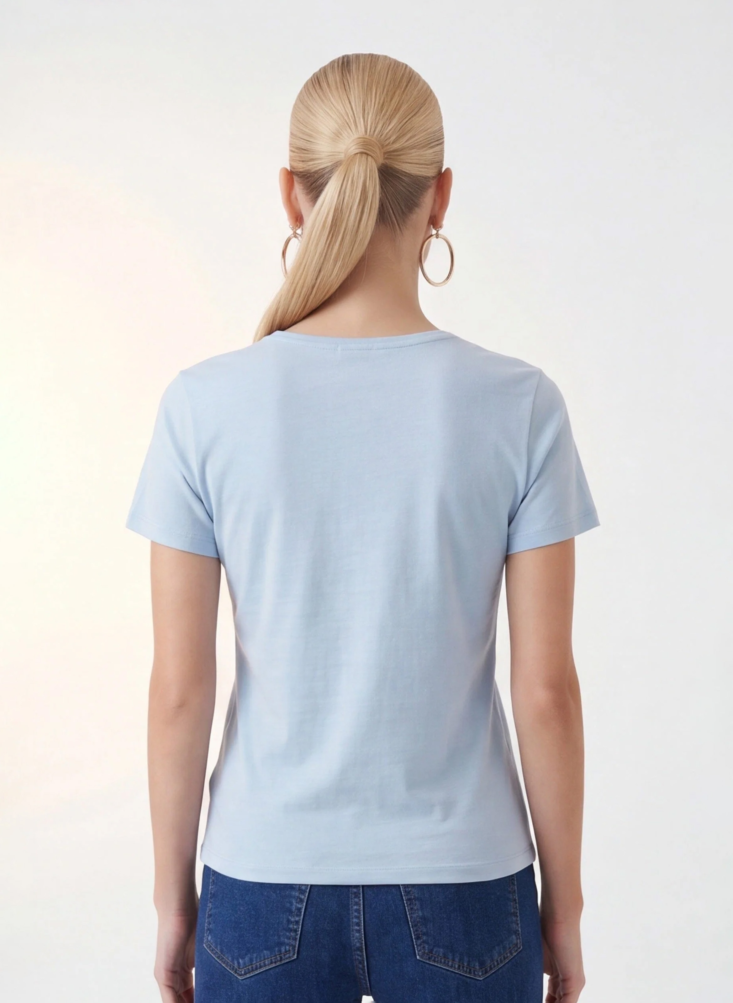 Tee-shirt ajusté col V manches courtes KOOKAI Bleu