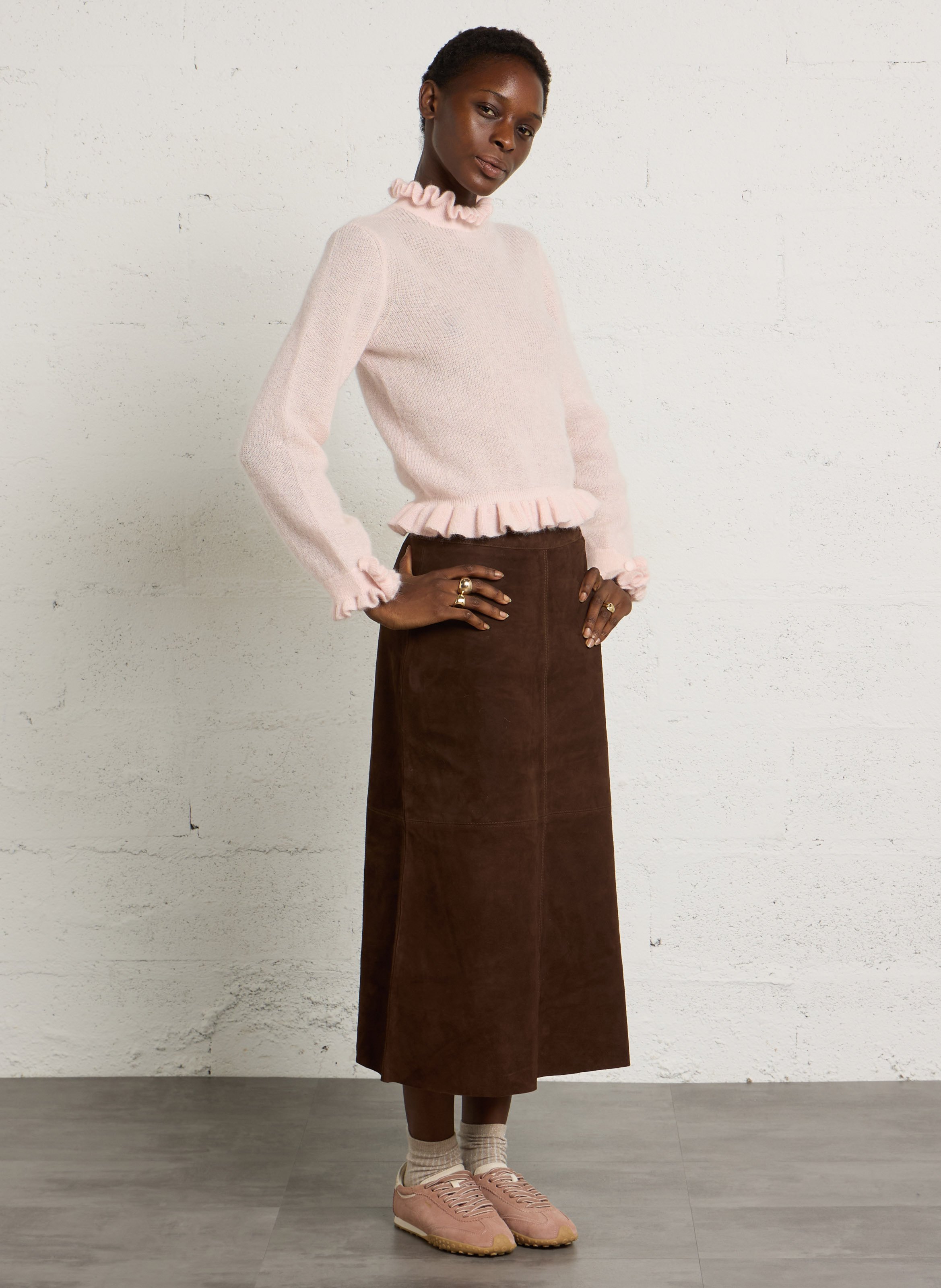 High-neck wool-blend sweater DES PETITS HAUTS Pink