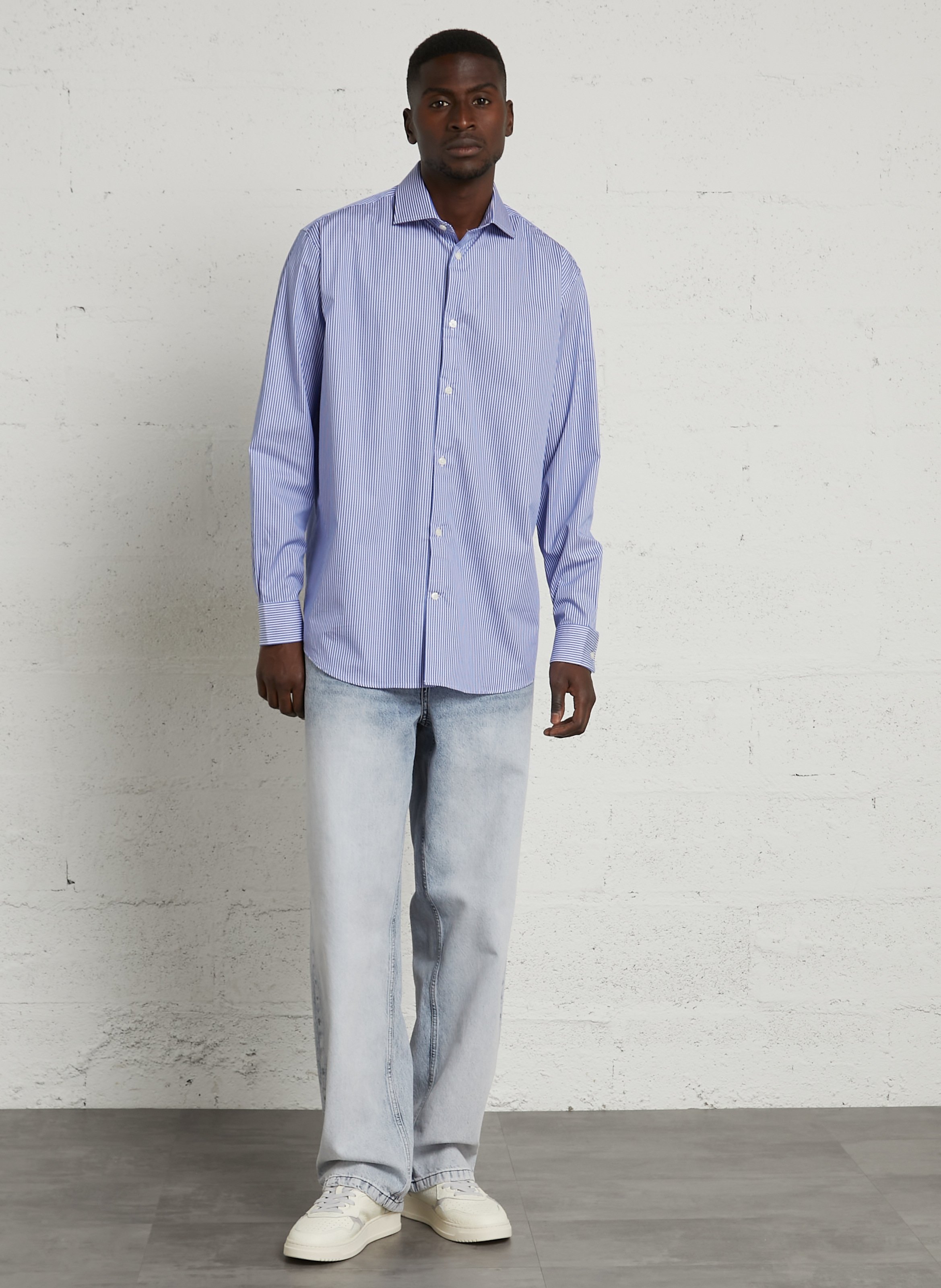 Chemise col classique en coton AU PRINTEMPS PARIS Bleu
