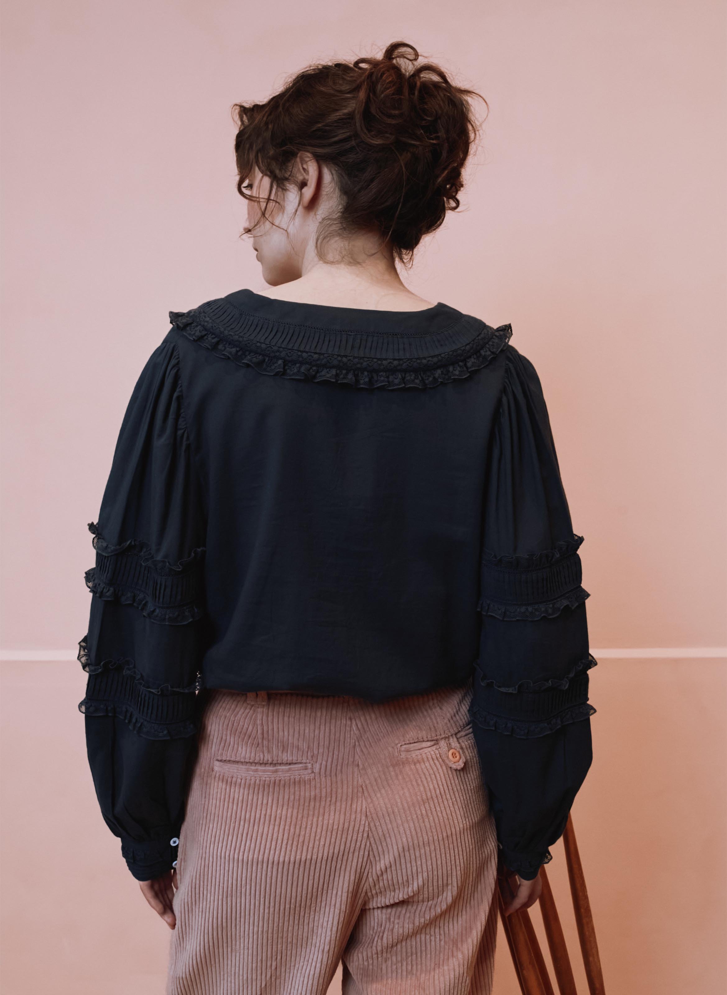 Bluse mit V-Ausschnitt aus Bio-Baumwolle EMILE ET IDA Schwarz