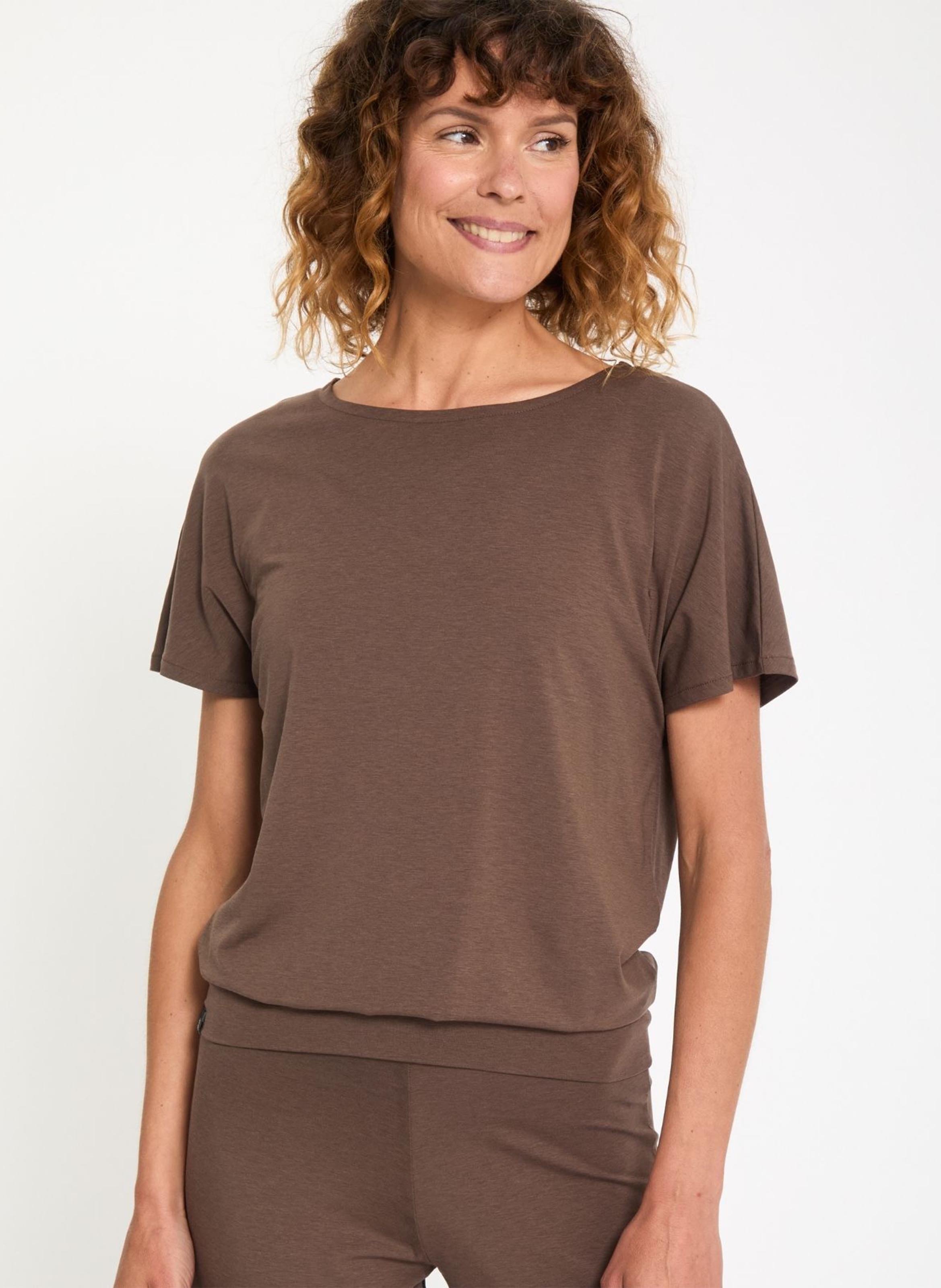 Tee-shirt uni à manches courtes YOGA SEARCHER Marron