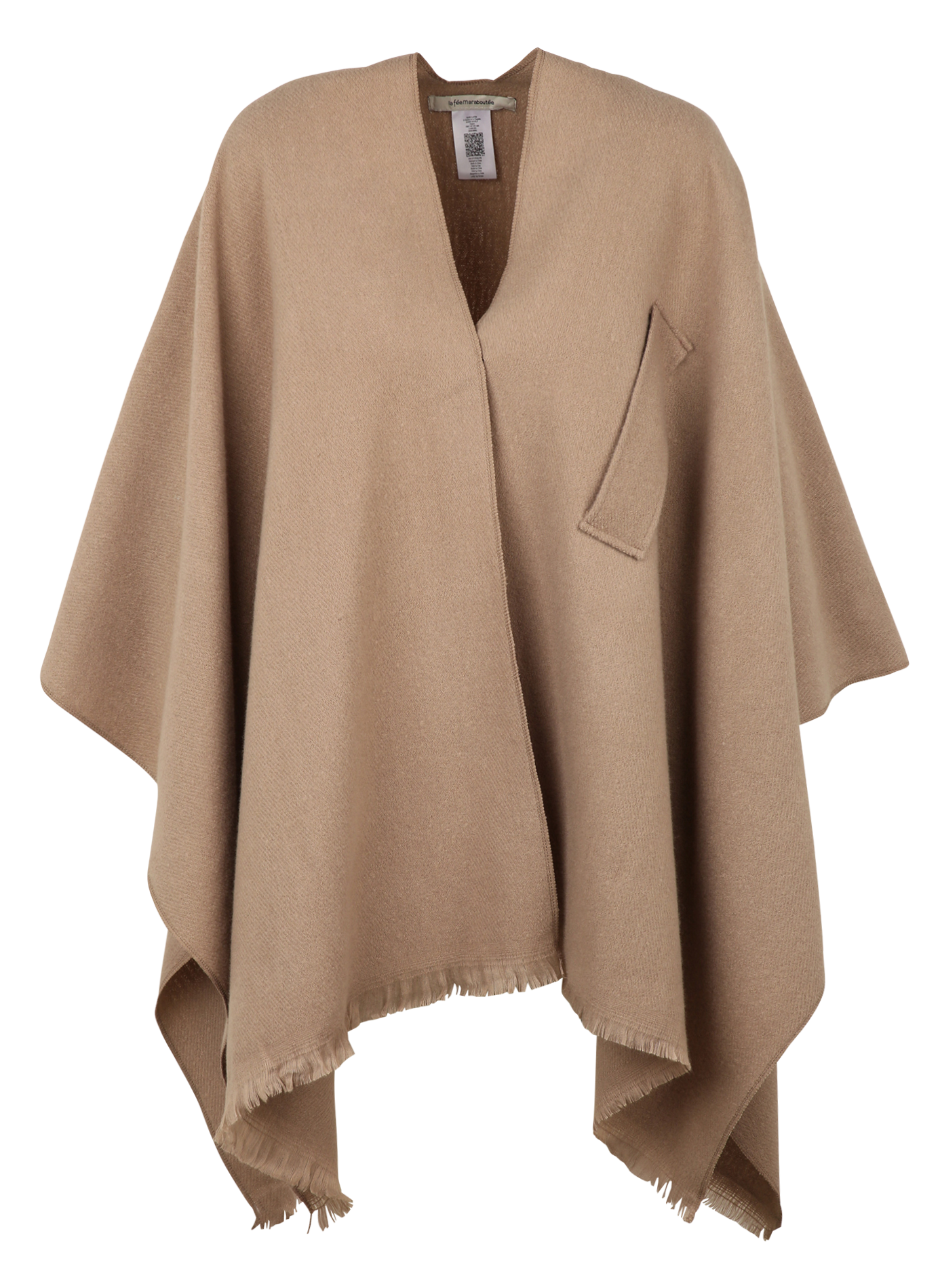 Oversized Fringed Poncho LA FEE MARABOUTEE Brown