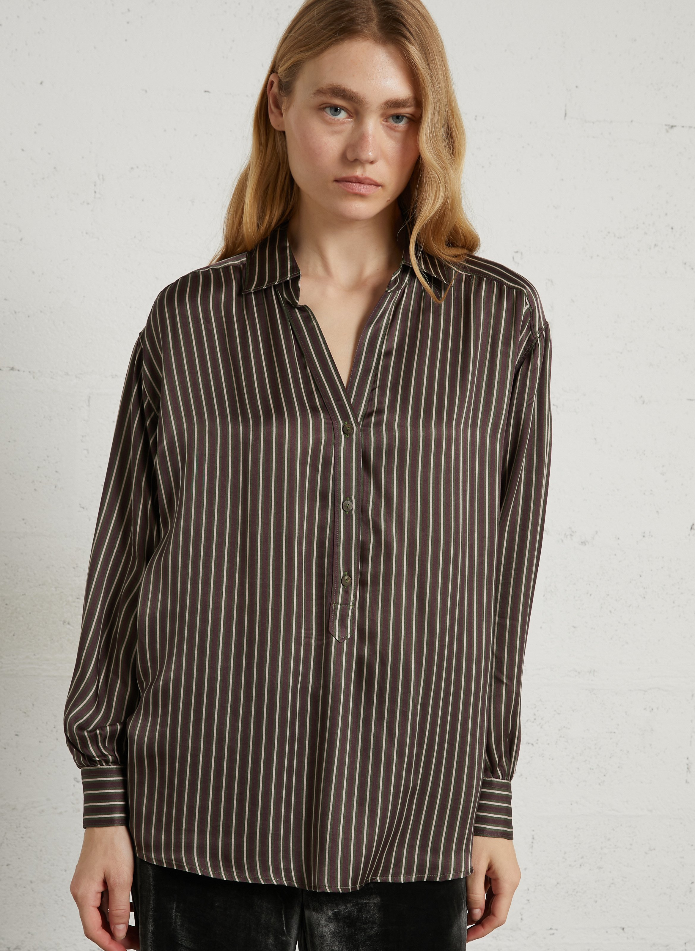 Fluid Striped Satin Effect Shirt DIEGA Multicolored