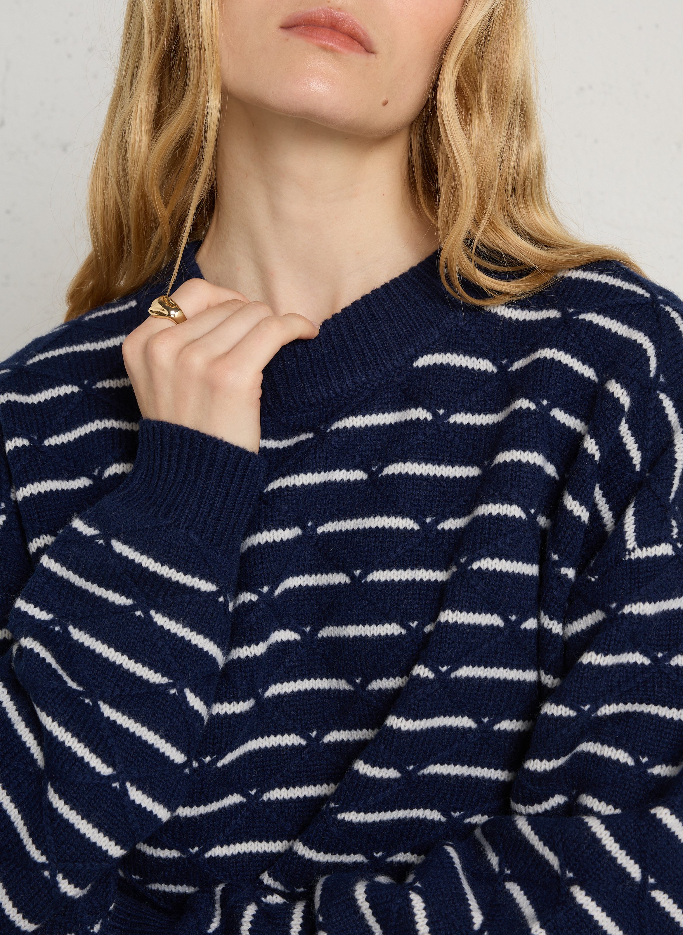 Straight wool striped sweater BENSIMON Blue