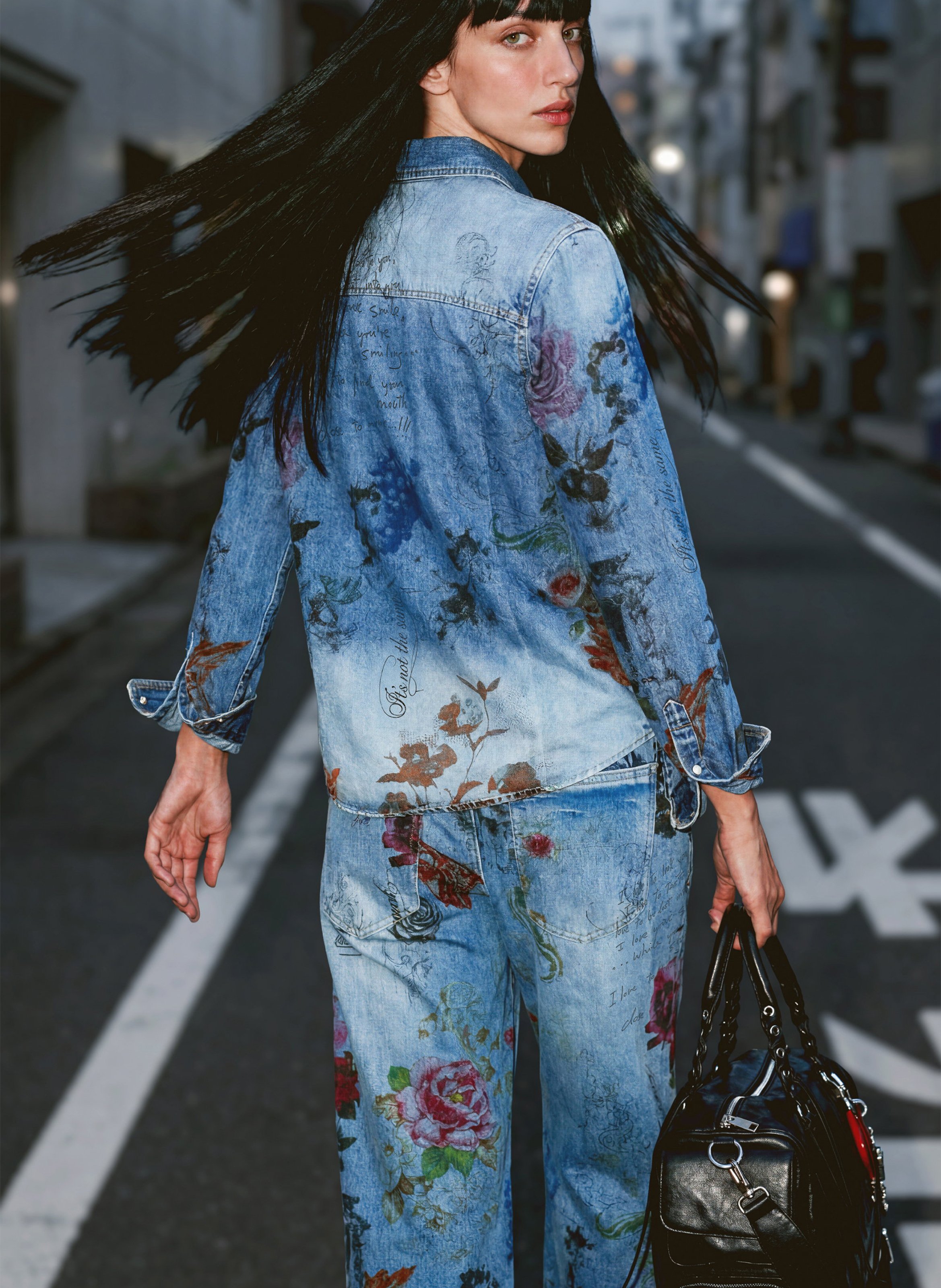 Straight-fit printed denim shirt DESIGUAL Blue