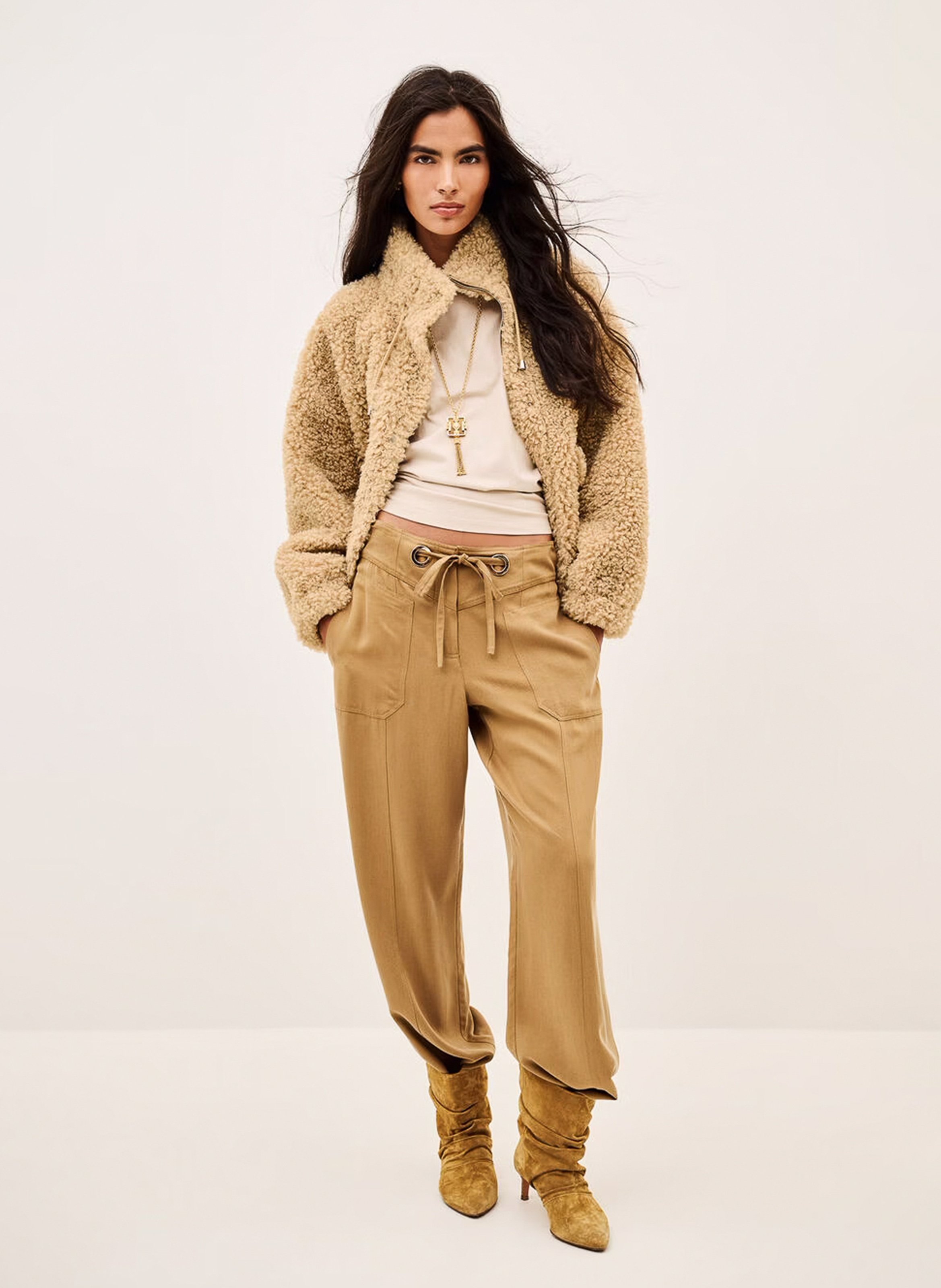 Manteau col montant ample en sherpa BA&SH Beige