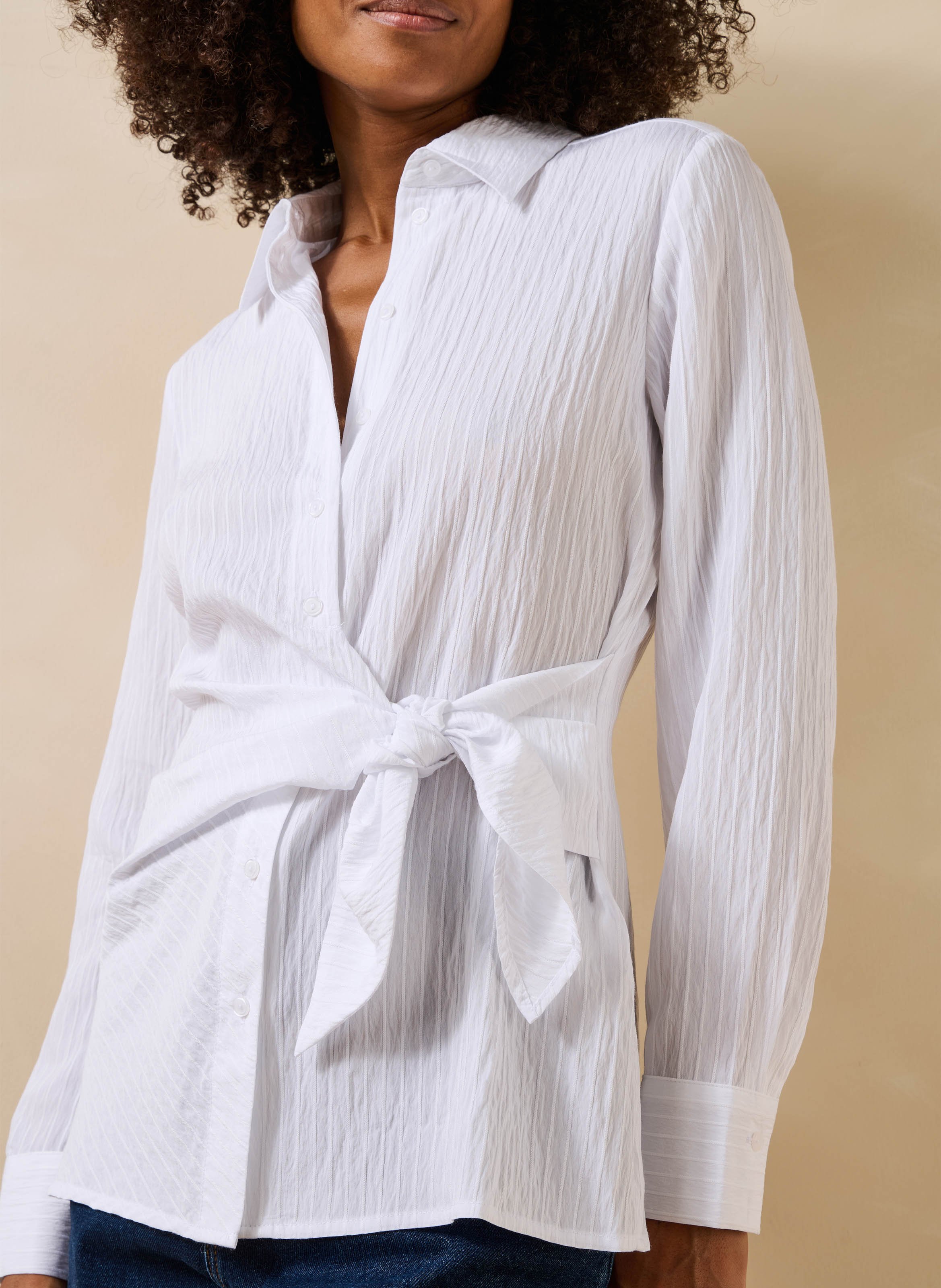 Chemise col classique à fentes LA FEE MARABOUTEE Blanc